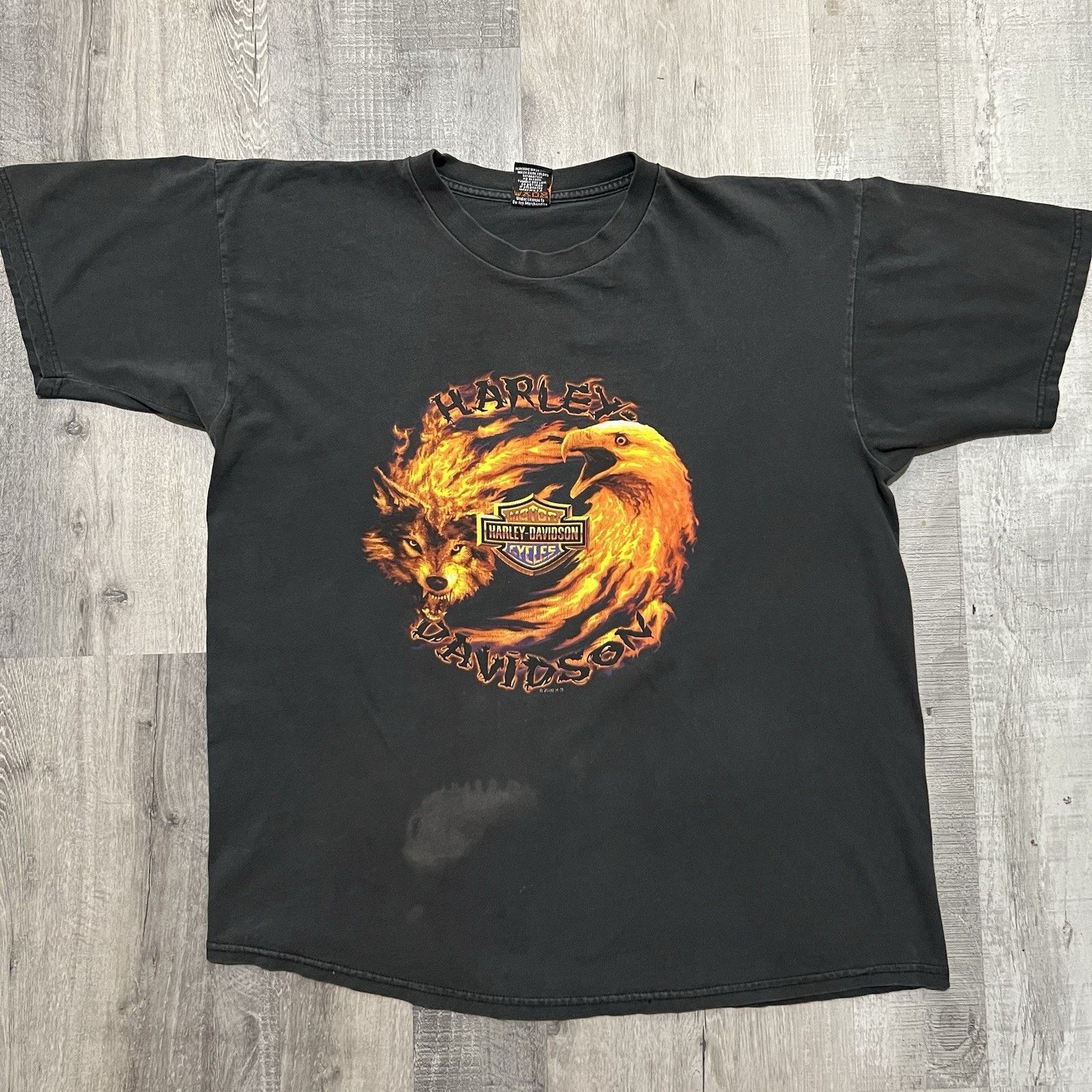 Harley Davidson VTG Harley Davdison Flames Eagle Wolf Grand Island Y2K Shirt Size US XL / EU 56 / 4 - 1 Thumbnail