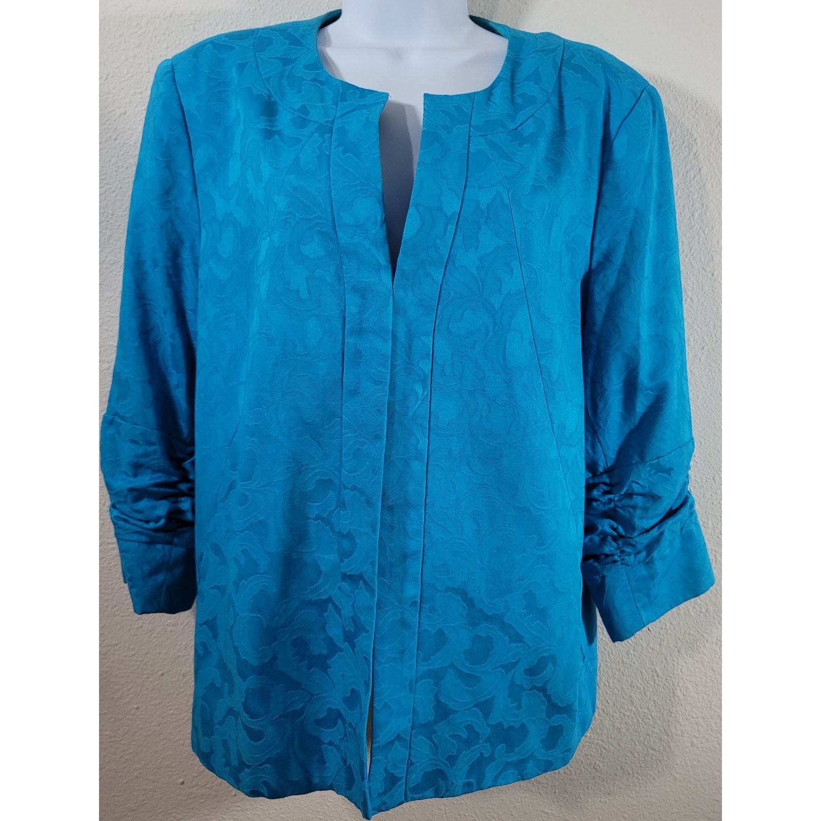Other TanJay Blue Embossed Floral Open Front Blazer 16 Lined Size XXL / US 16-18 / IT 52-54 - 1 Thumbnail