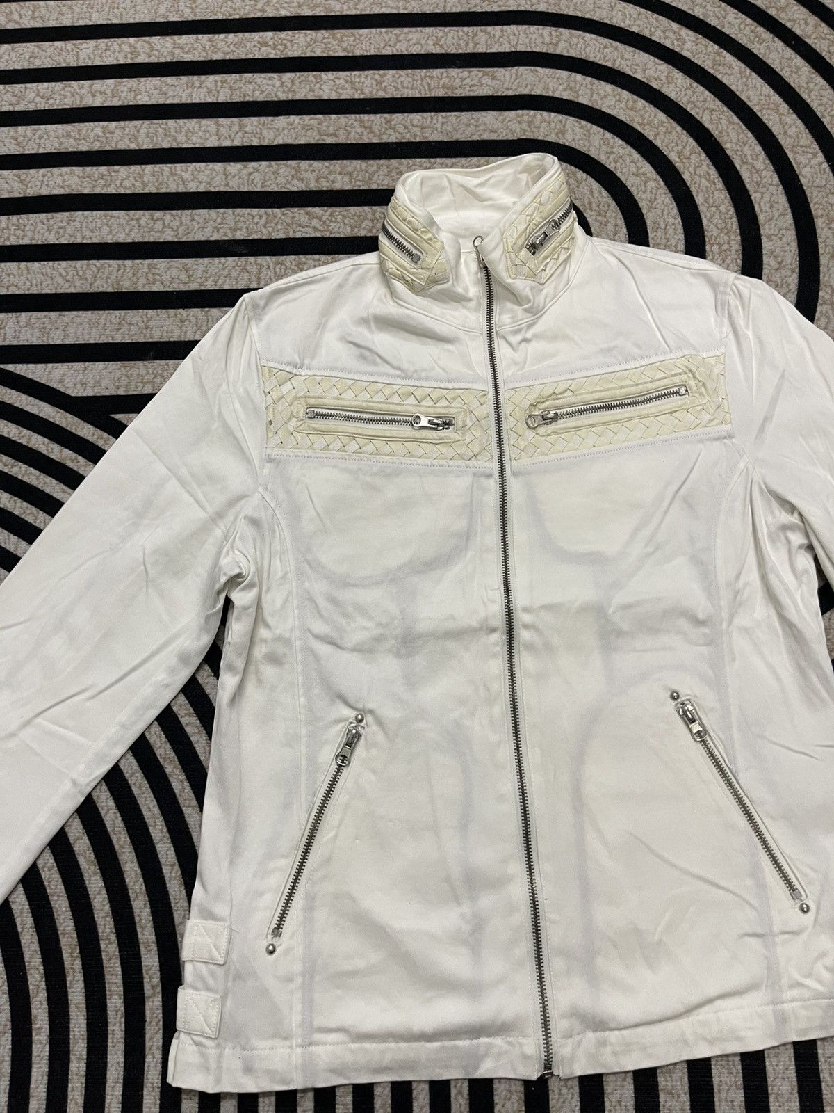 In The Attic 2000s IN THE ATTIC BIKER JACKET OFF WHITE COTTON Size US M / EU 48-50 / 2 - 6 Thumbnail
