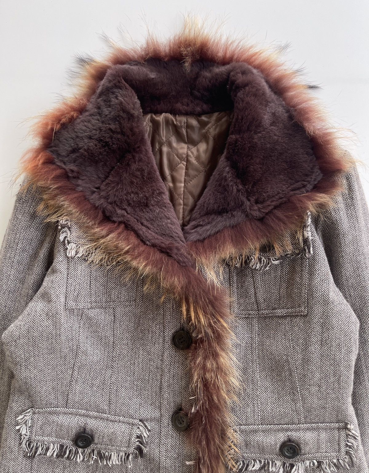 Japanese Brand Vintage St.Almeida Real Rabbit Fur Raccoon Luxury Coat Size M / US 6-8 / IT 42-44 - 3 Thumbnail