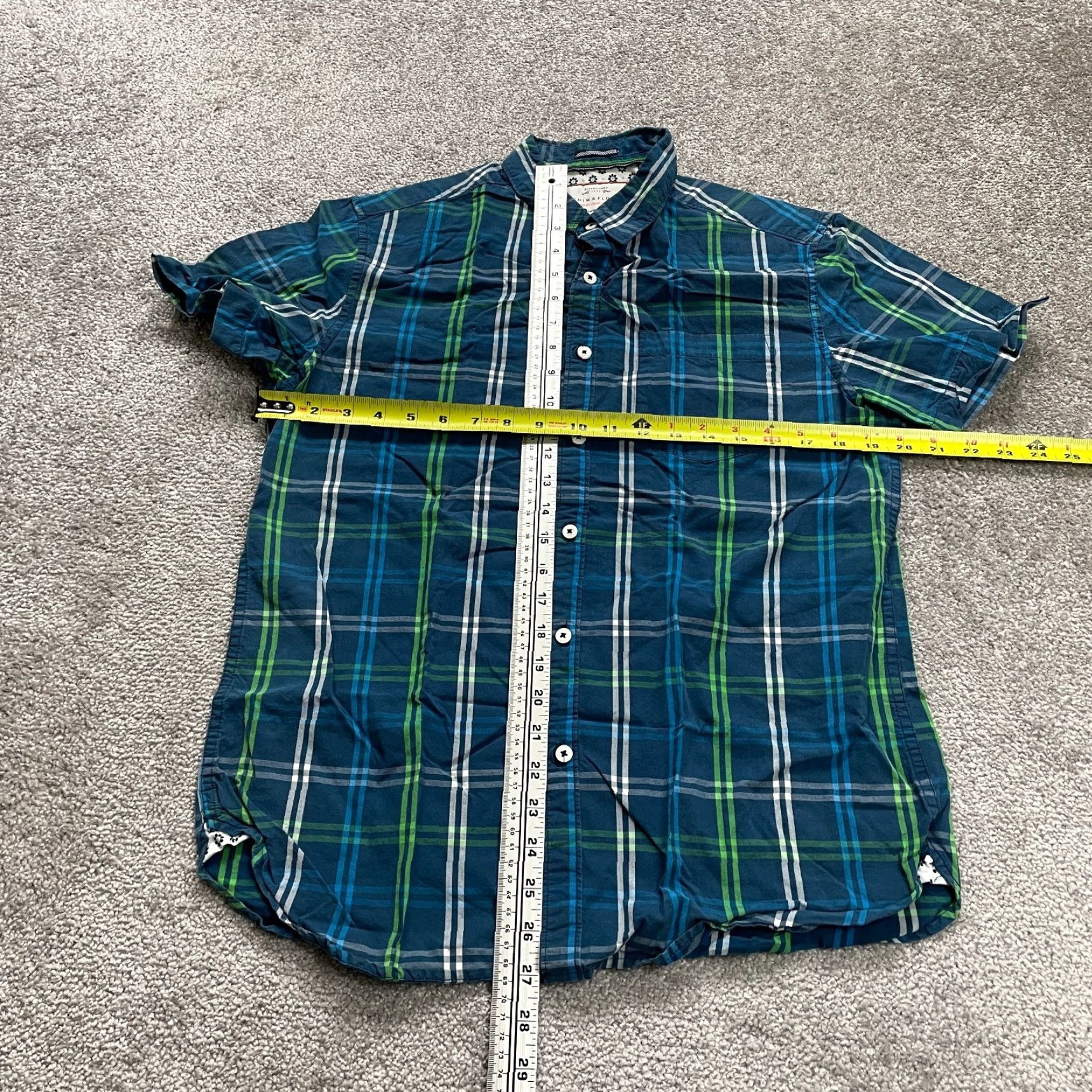 Denime Denim & Flower Slim Fit Button-Up Flannel Shirt Mens Medium Multicolor Plaid Short Sleeve Classic Outdoor Size US M / EU 48-50 / 2 - 5 Thumbnail