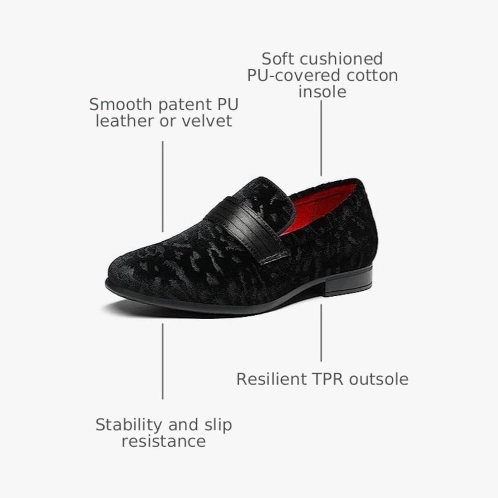 Other Bruno Mark PU Velvet Boys Black Dress Shoes Loafers size 13 Size US 13 / EU 46 - 3 Thumbnail