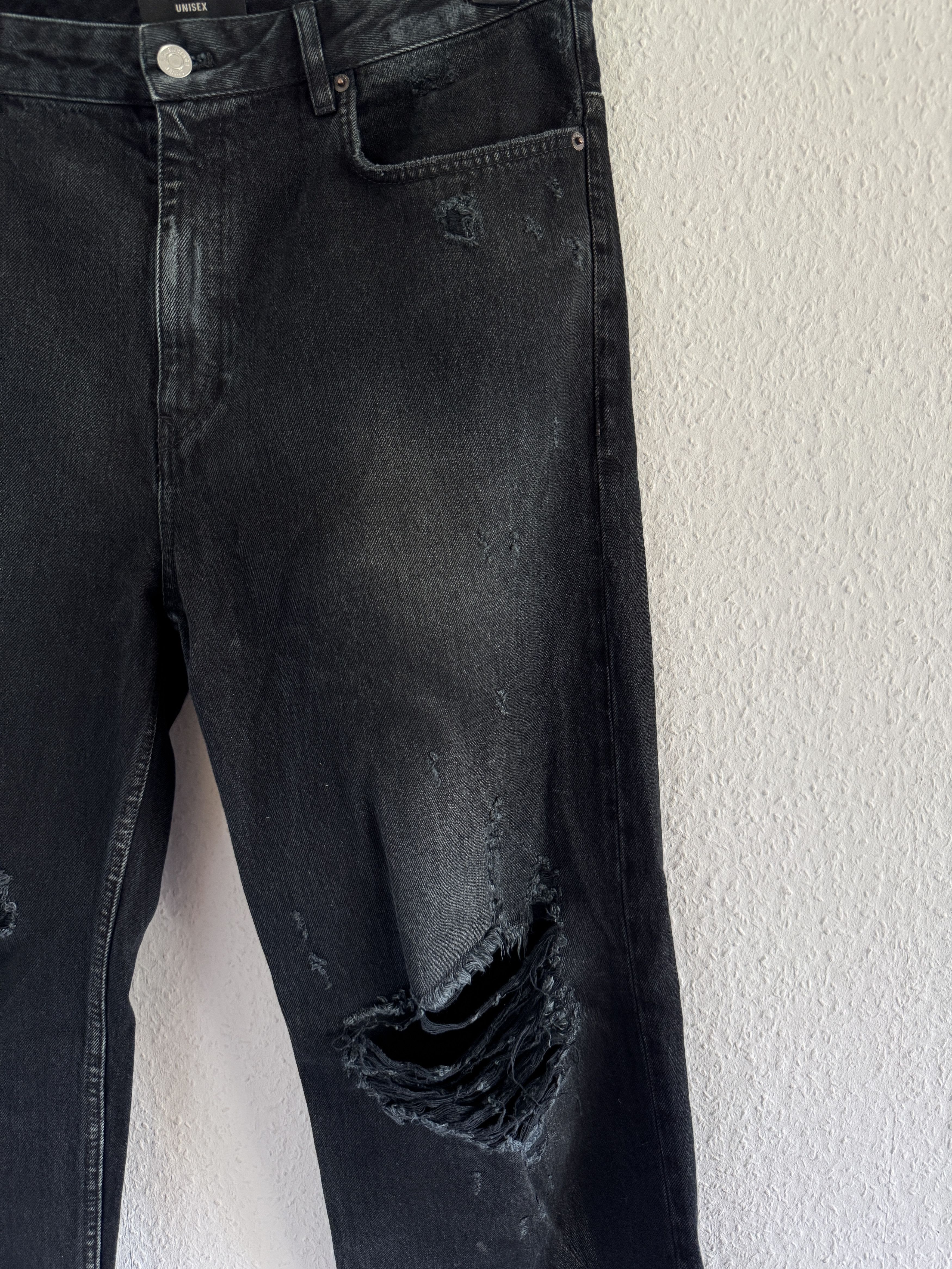 Balenciaga Destroyed Black Denim Jeans Size US 34 / EU 50 - 3 Thumbnail