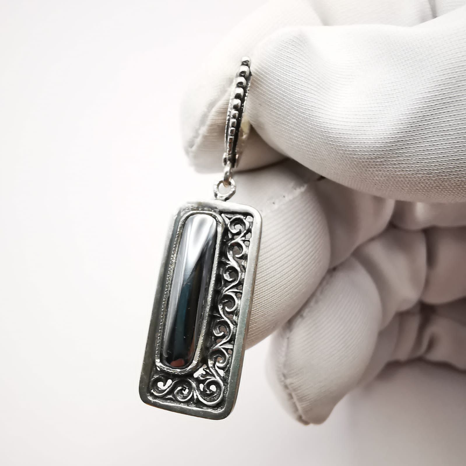 Vintage Vintage Earrings"Lanes" 925 Sterling Silver,Hematite Size ONE SIZE - 5 Thumbnail
