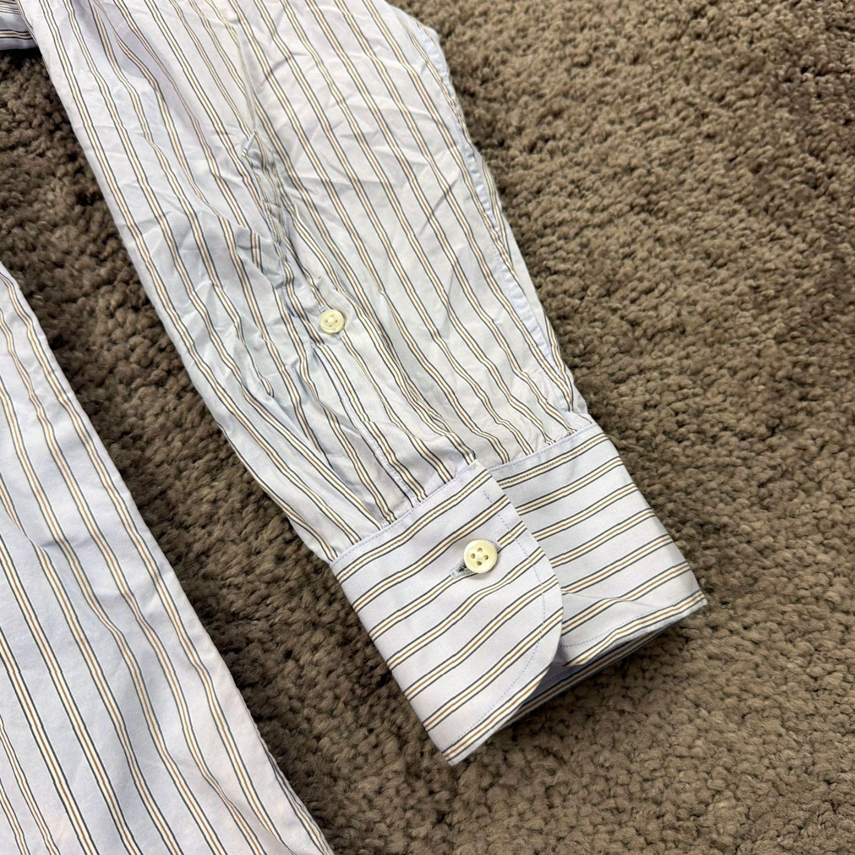 Sid Mashburn Sid Mashburn Shirt Mens XL Blue Stripe Long Sleeve Pocket 100% Cotton Button-Up Casual Bboy? Size US XL / EU 56 / 4 - 4 Thumbnail