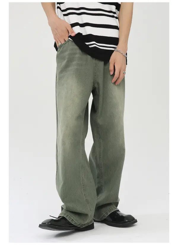 Japanese Brand VIBE Japanese retro green washed loose mid-rise jeans Size US 32 / EU 48 - 1 Thumbnail