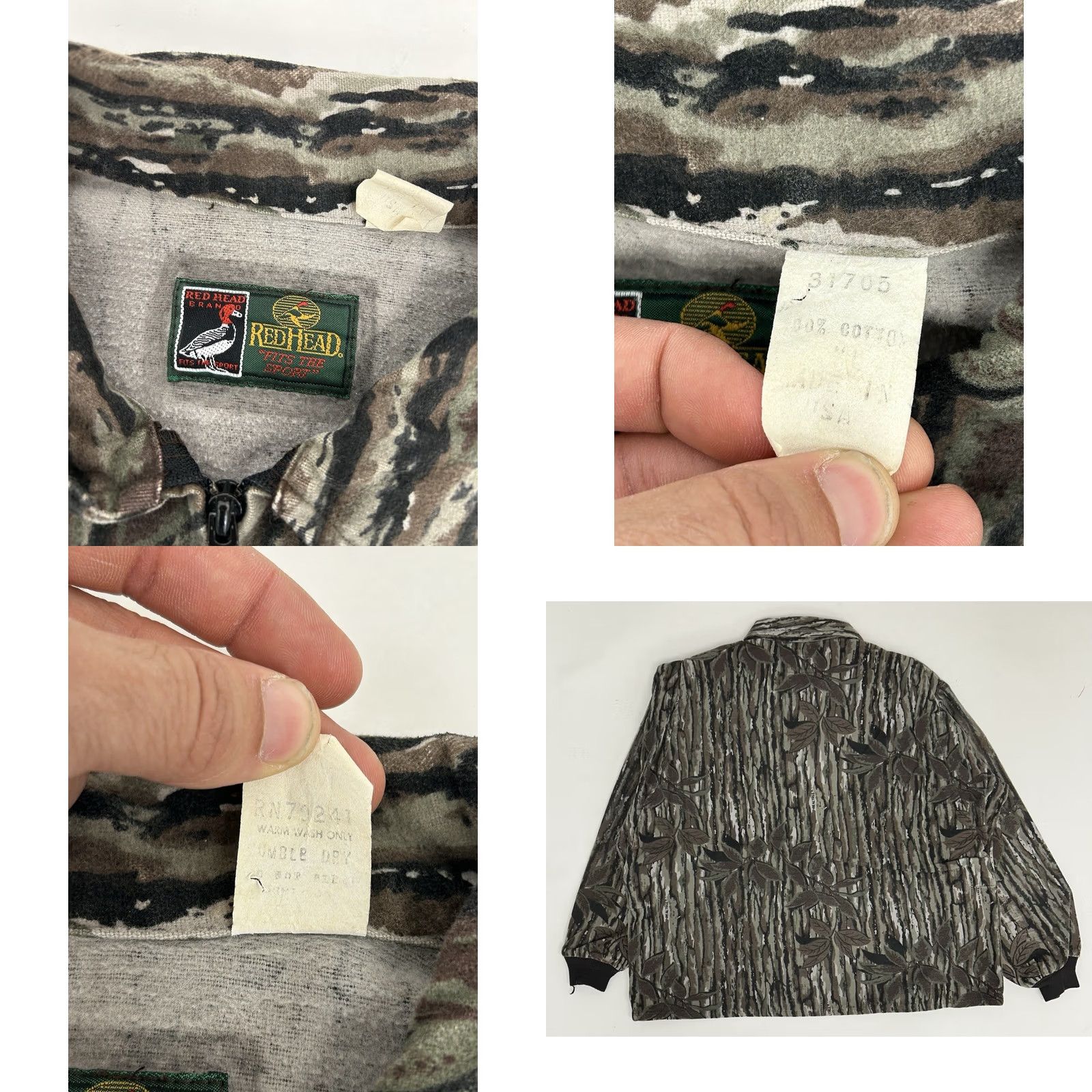 Realtree VINTAGE Realtree Camo Jacket Mens XL 90s Hunting Outdoor Red Head USA Treebark Zip Cotton Size US XL / EU 56 / 4 - 10 Thumbnail