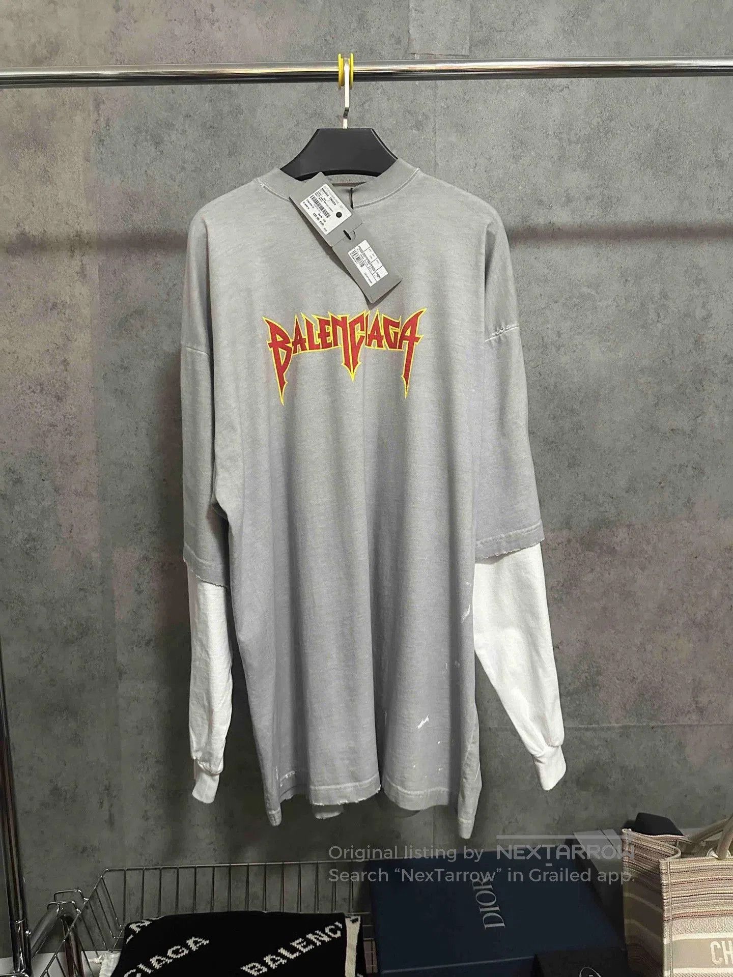 Balenciaga Balenciaga Gray Band Print Layered Longsleeve. Size US XXL / EU 58 / 5 - 1 Thumbnail