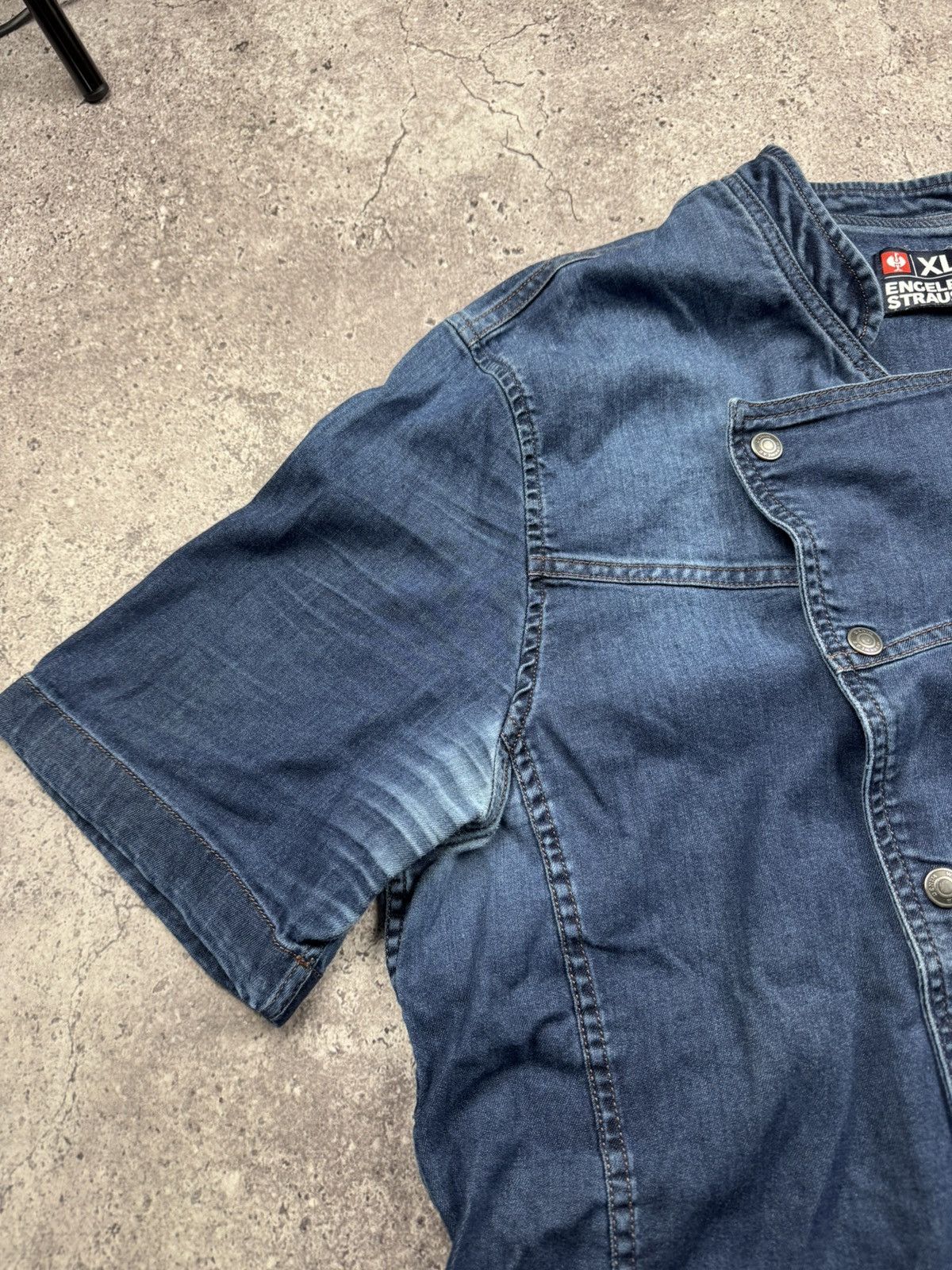 Garment Reproduction of Workers Vintage Engelbert Strauss Denim Workwear Shirt Distressed Size US XL / EU 56 / 4 - 6 Thumbnail