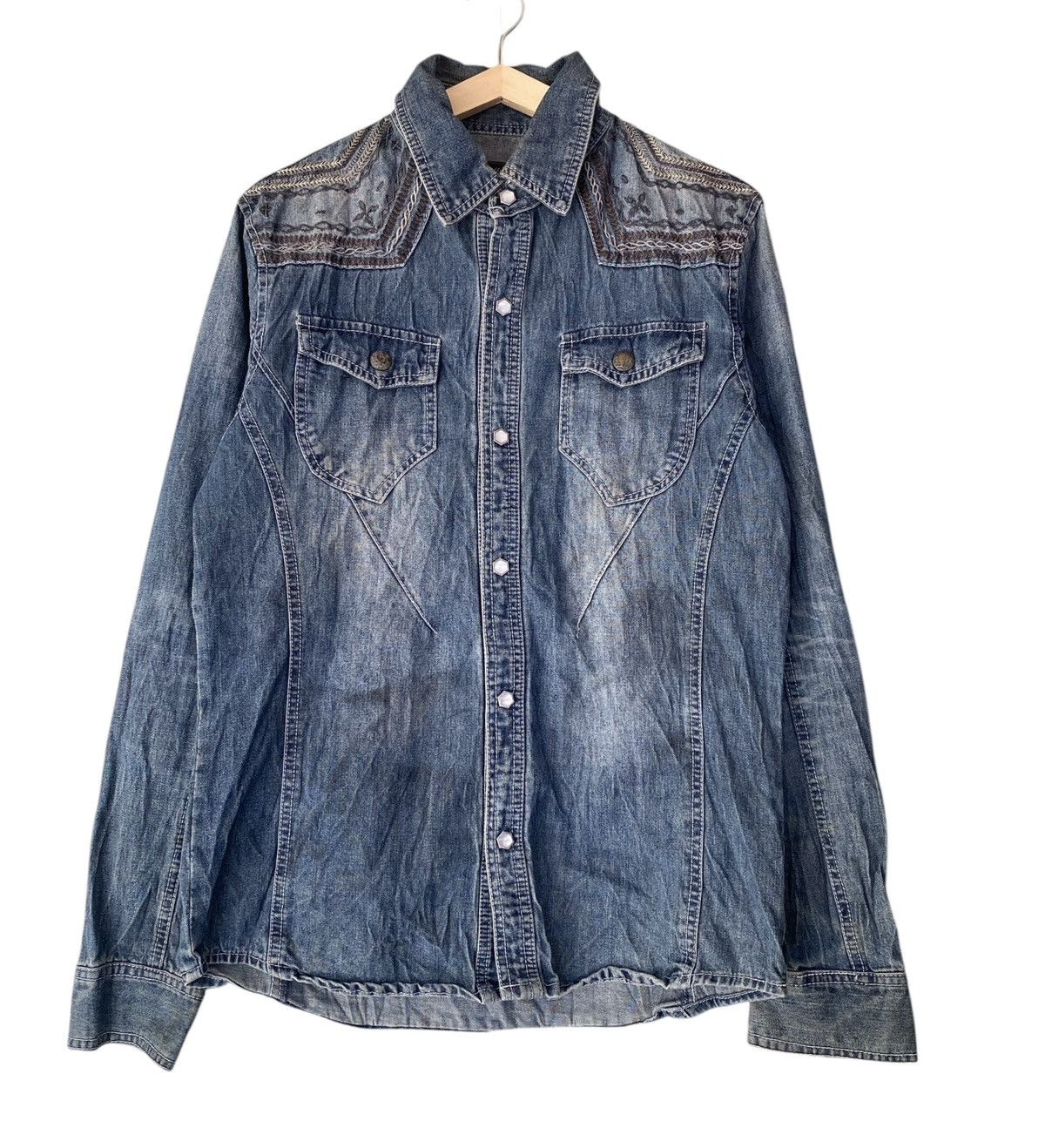 If Only Was True × In The Attic Rare IN THE ATTIC Pearl Snap Button Denim Shirt Size US L / EU 52-54 / 3 - 1 Thumbnail