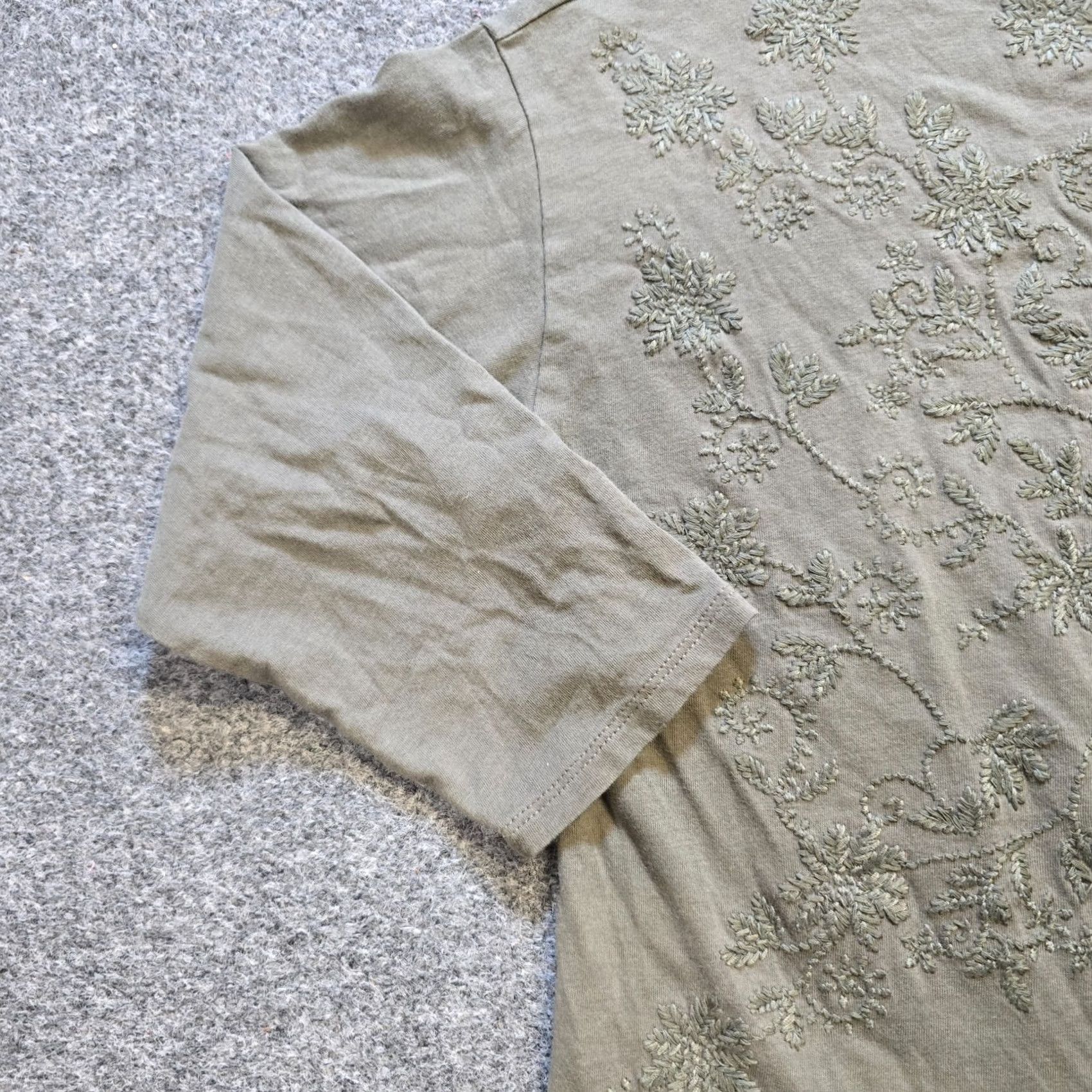 J. Jill J Jill Top Womens Size Small Green Long Sleeve Floral Embroidered Casual Blouse Size S / US 4 / IT 40 - 3 Thumbnail
