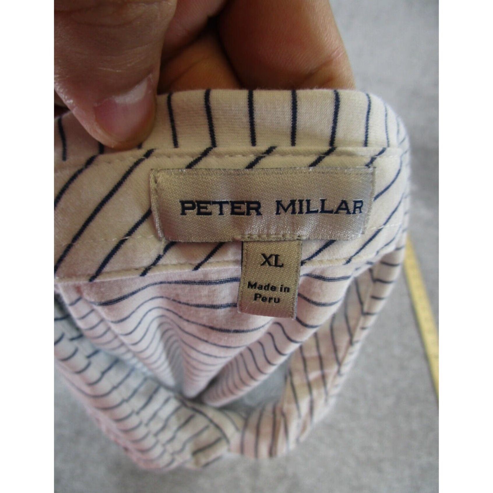 Peter Millar Peter Millar Golf Polo Shirt Mens XL White Striped Short Sleeve Regular Fit Size US XL / EU 56 / 4 - 6 Thumbnail