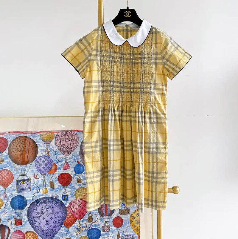 Burberry Burberry Yellow Cotton Short Sleeve Dress Size L / US 10 / IT 46 - 1 Thumbnail
