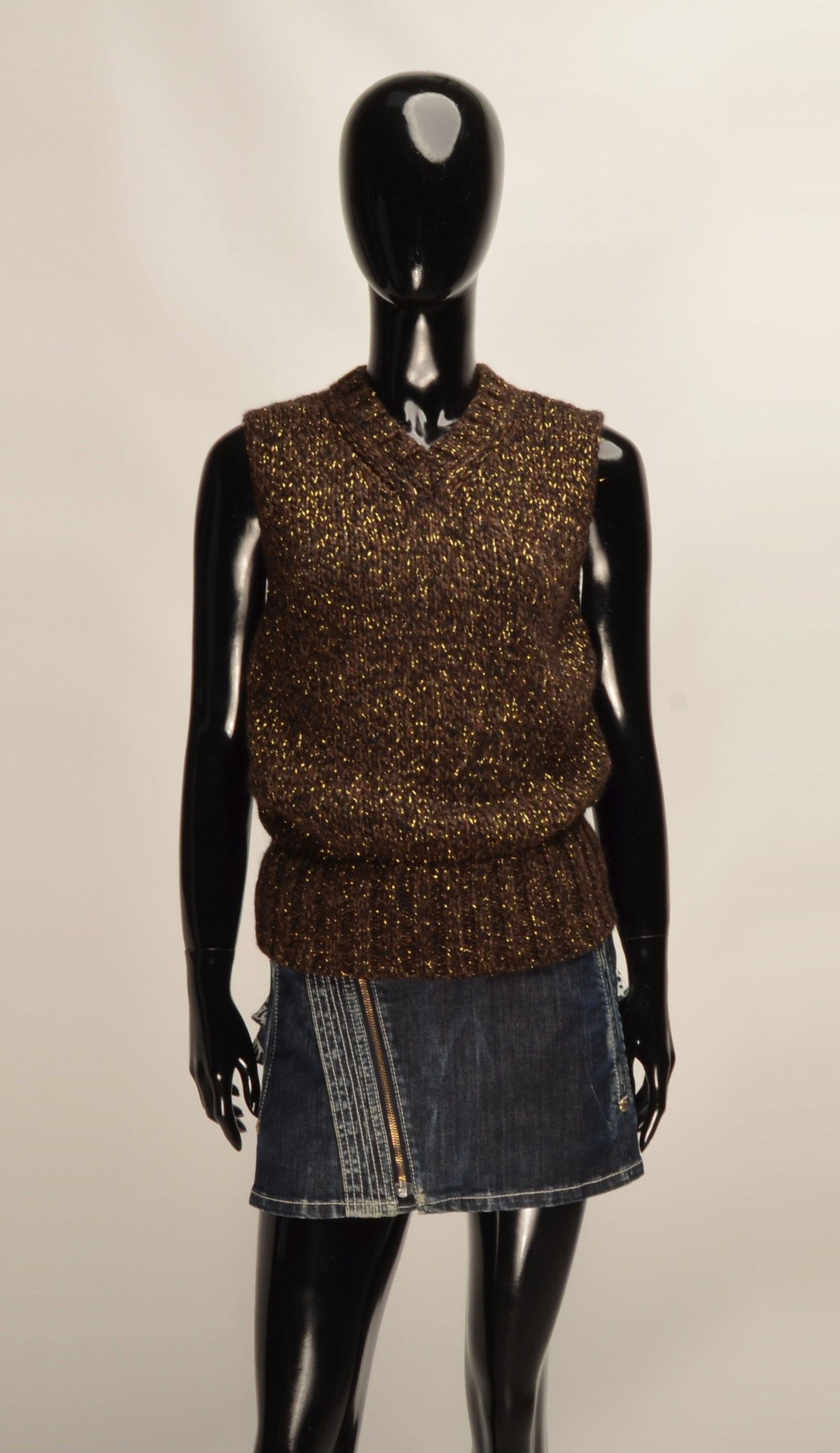 Max Mara Weekend Max Mara Wool Blend Brown Chunky Knit Sparkle Vest Size M / US 6-8 / IT 42-44 - 1 Thumbnail