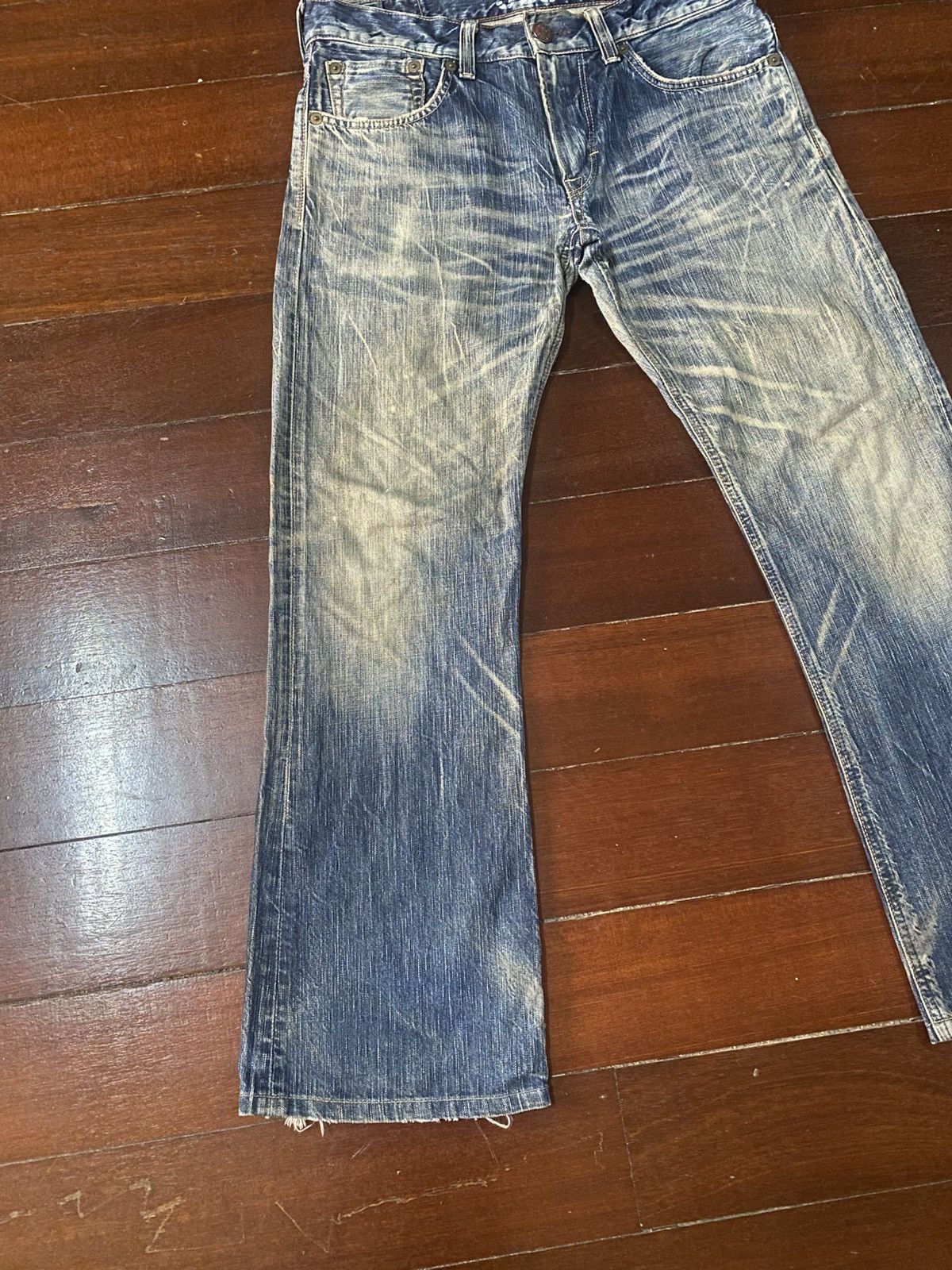 Edwin VERY RARE! EDWIN 503 FLARE mud wash stone wash distressed Size US 36 / EU 52 - 3 Thumbnail