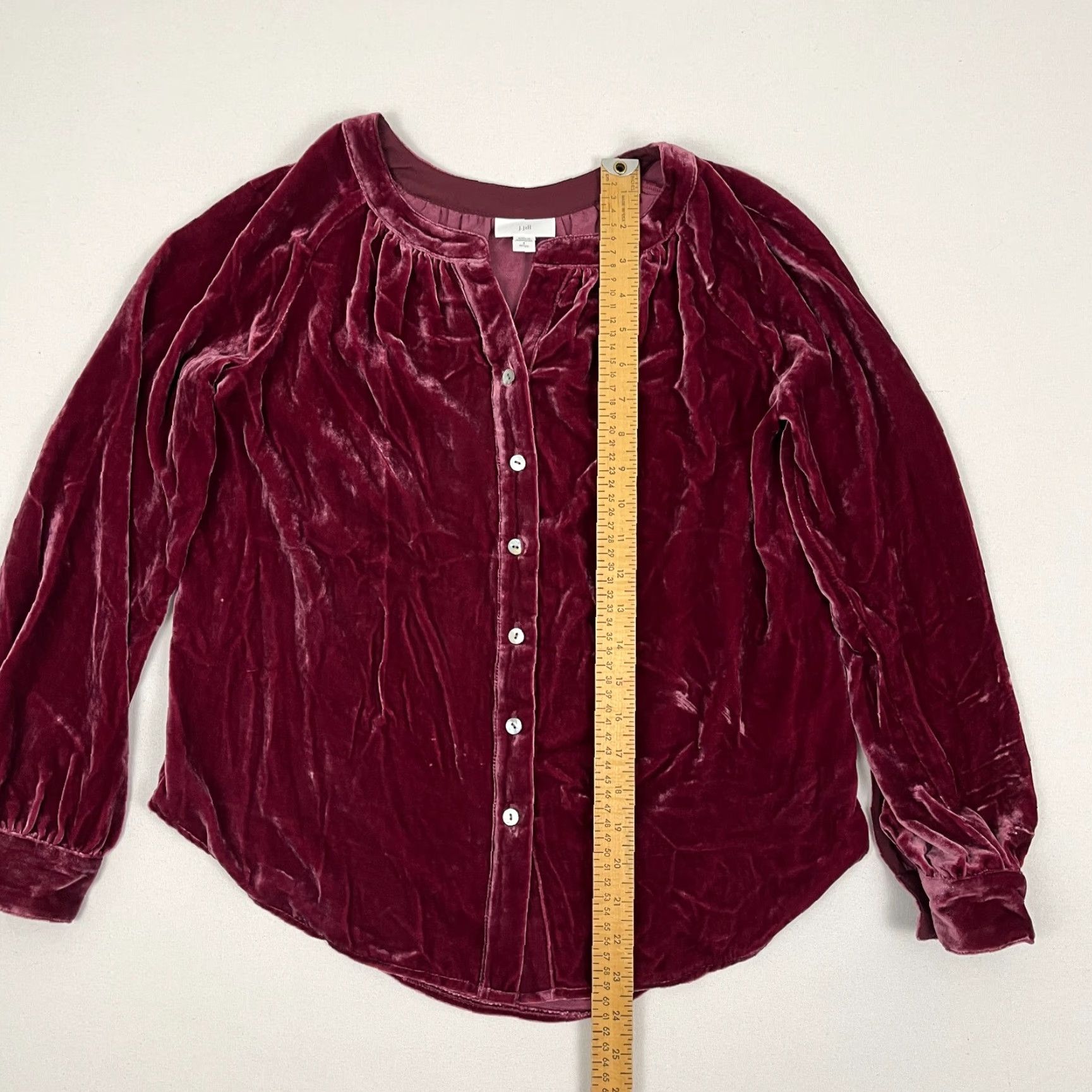 J. Jill J. Jill Blouse Top Womens Small Red Silk Blend Velvet Bordeaux Gothic Y2K Shirt Top Casual Womens Small Red Velvet Silk Blend Gothic Y2K Size S / US 4 / IT 40 - 4 Thumbnail