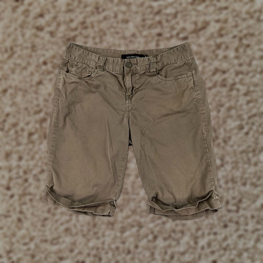 Calvin Klein Calvin Klein Shorts Womens 10 Brown 100% Cotton Twill Pockets Zip Fly 30x10 Size 32" / US 10 / IT 46 - 1 Thumbnail
