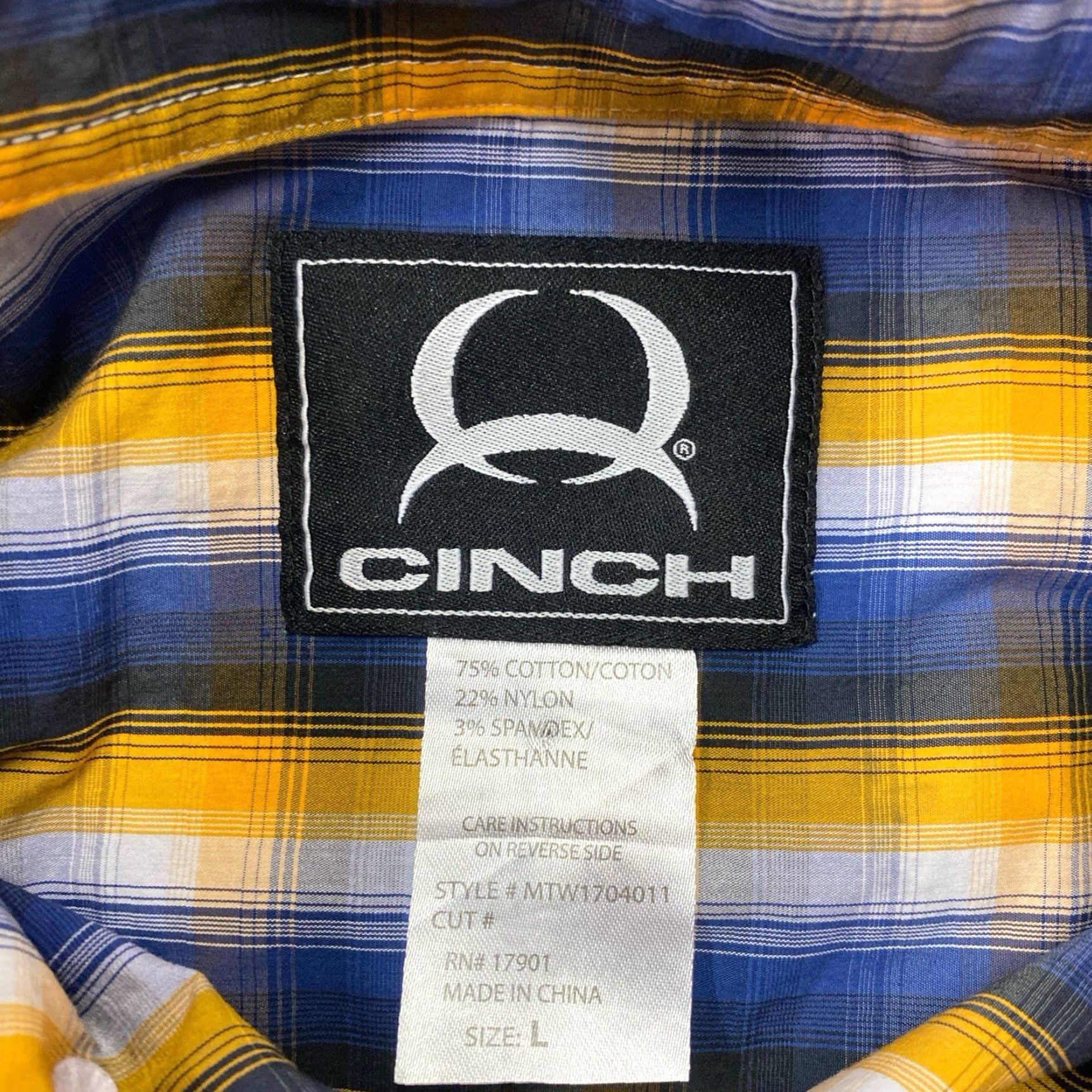 Vintage Cinch Mens Shirt Large Western Blue Yellow Plaid Button-Up Casual Workwear Western Plaid Shirt Mens L Blue Size US L / EU 52-54 / 3 - 2 Thumbnail