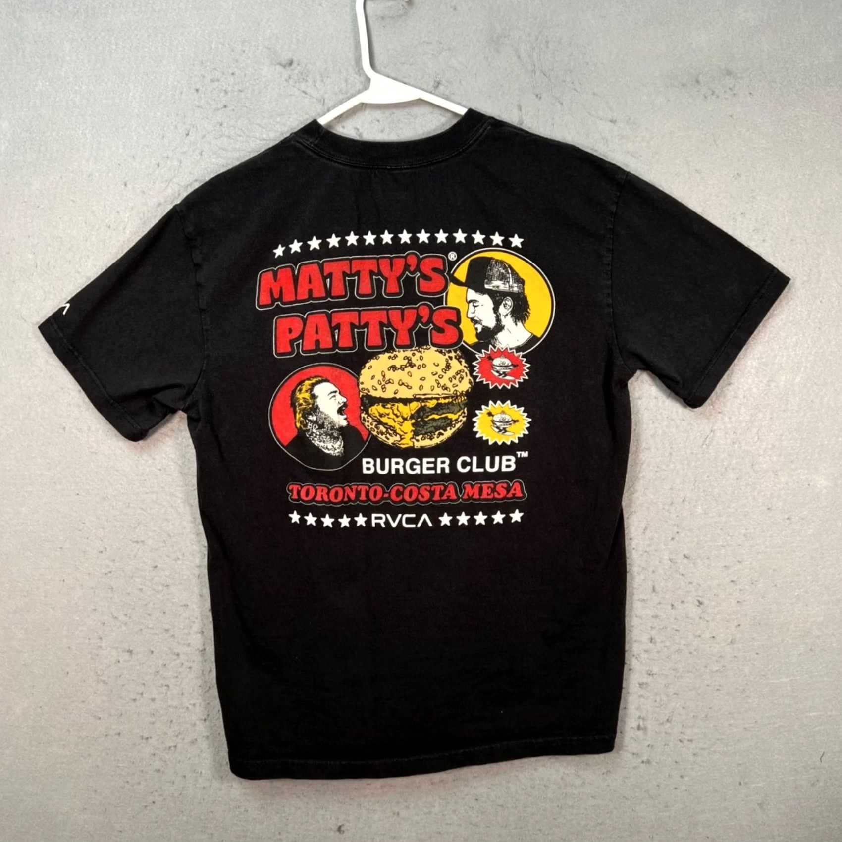 RVCA RVCA Mens Large Mattys Pattys Burger Club Graphic T Shirt Black Relaxed Fit Size US L / EU 52-54 / 3 - 2 Thumbnail