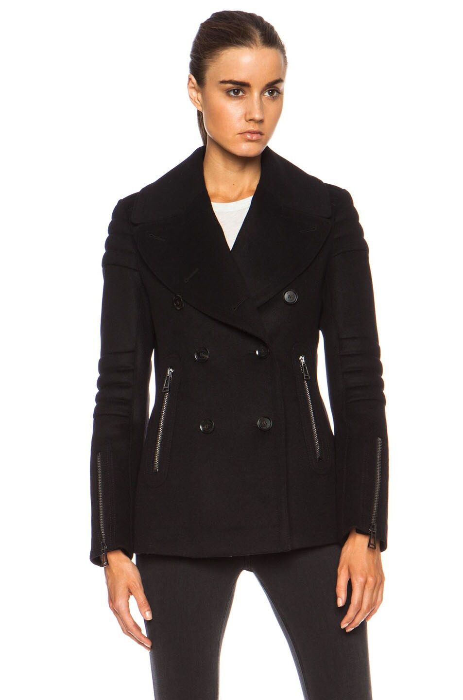 image of Belstaff Women's Croft Wool Cashmere Peacoat In Black (Size Medium)