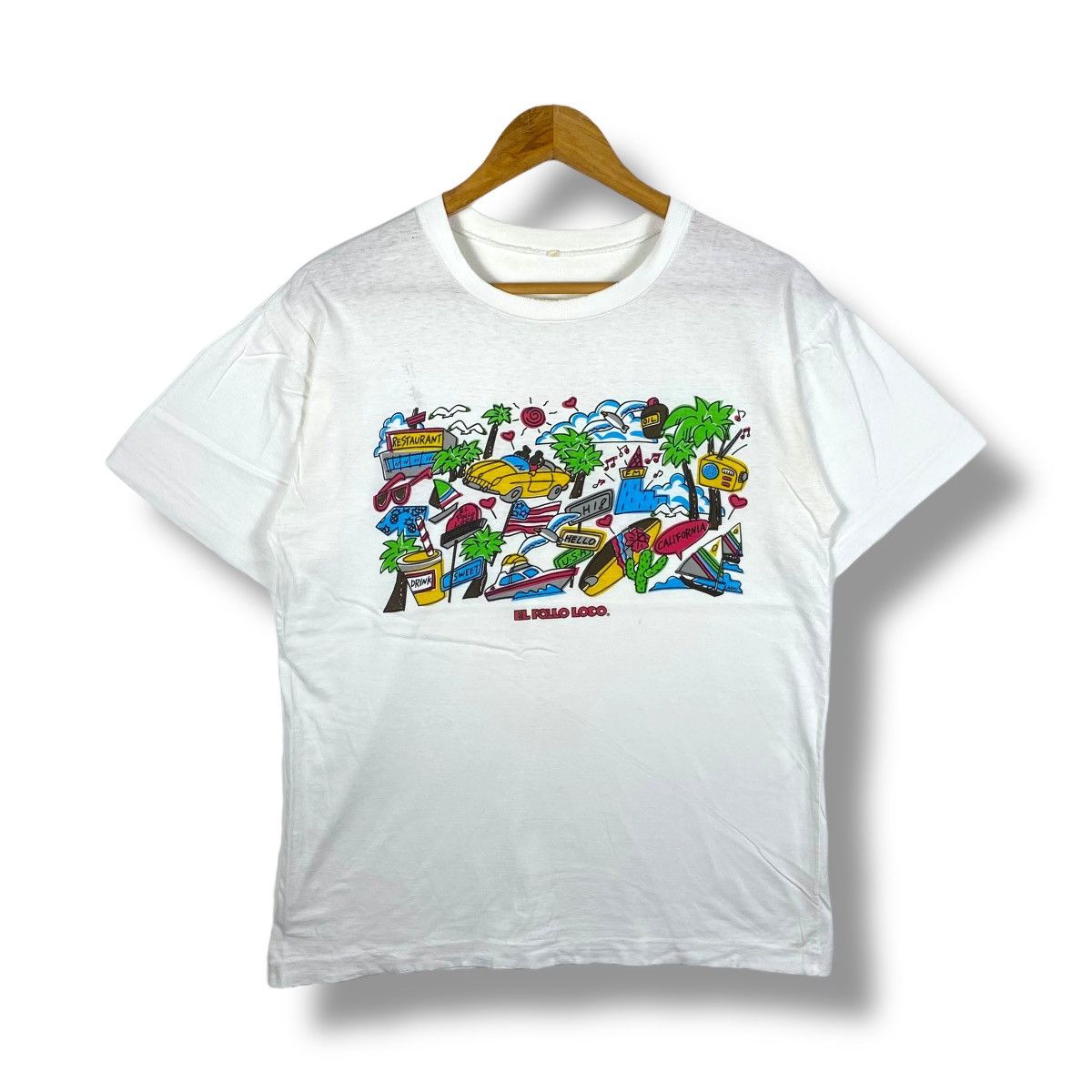Vintage Vintage 80's EL POLLO LOCO Restaurant Graphic Tee Shirt Size US L / EU 52-54 / 3 - 1 Thumbnail