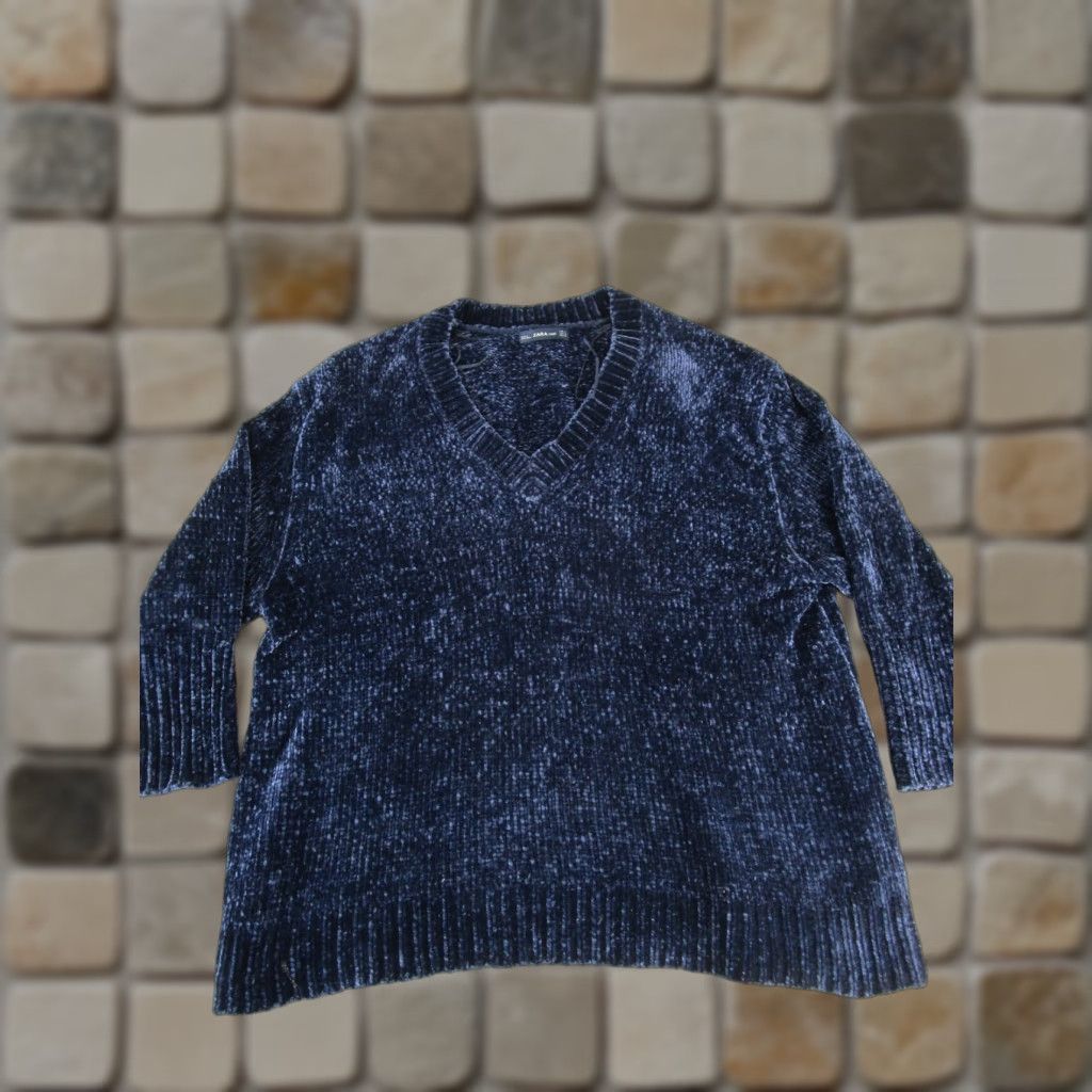 Zara Zara Sweater Womens M Regular Blue Long Sleeve V-Neck Knit Pullover Size M / US 6-8 / IT 42-44 - 1 Thumbnail