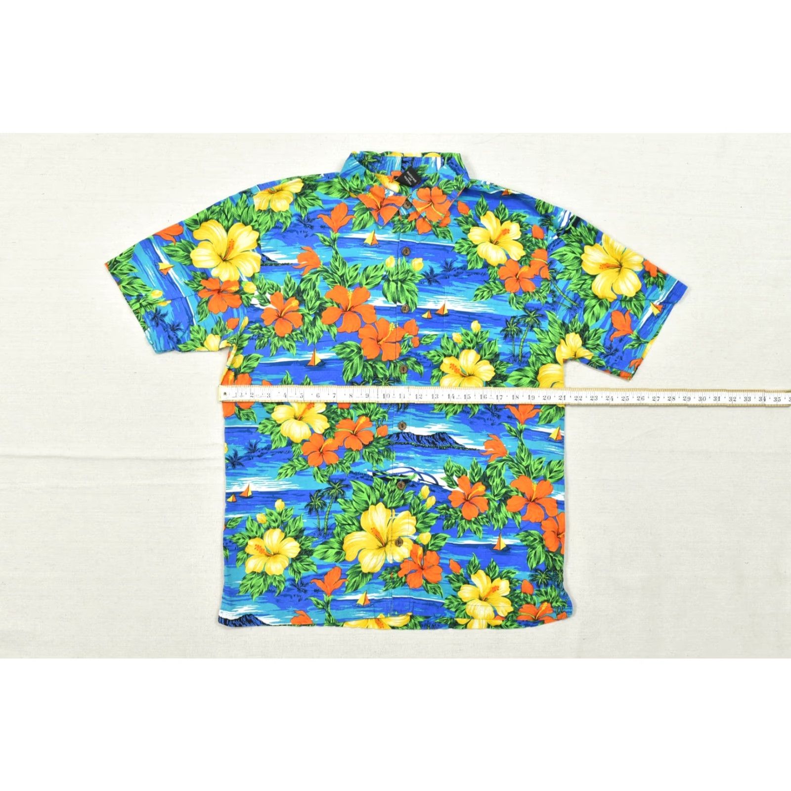 Vintage WE-AR Squish Wear Men's L Blue Hawaiian Shirt Hibiscus Floral Cotton Button-Up Short Sleeve Collared Casual Summer Spring Size US L / EU 52-54 / 3 - 3 Thumbnail
