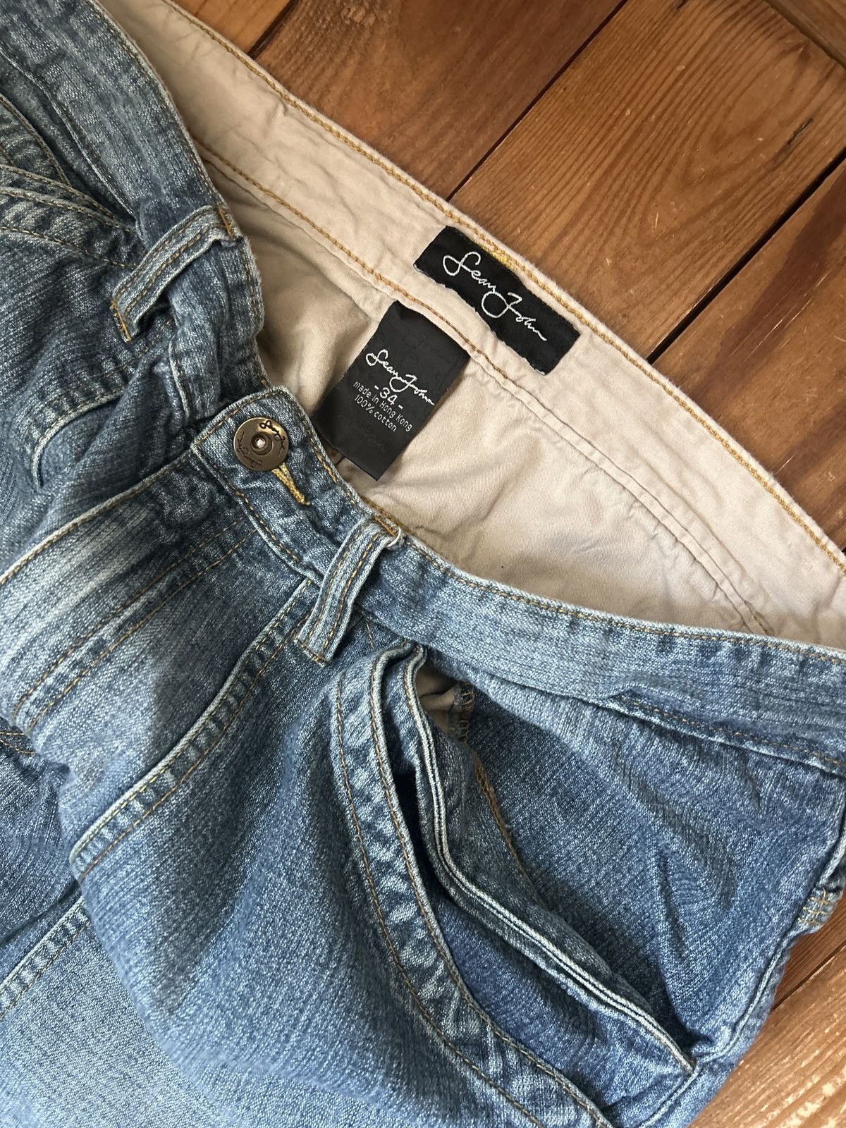 Sean John × Vintage Vintage 90s Y2K Sean John Baggy Double Knee Baggy Jeans Size US 34 / EU 50 - 3 Thumbnail