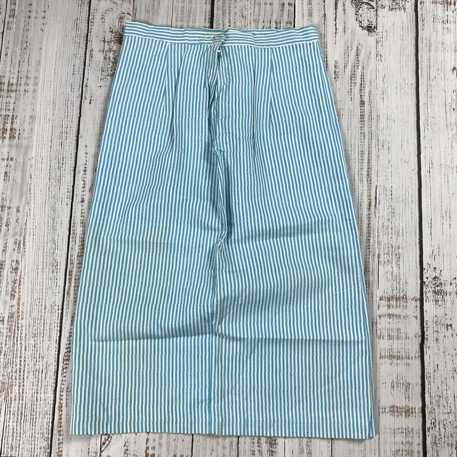 Vintage VINTAGE 50s 60s Women's Seersucker Striped Skirt 26" Waist Long A-Line Blue/White Retro Beach Size 26" / US 2 / IT 38 - 3 Thumbnail