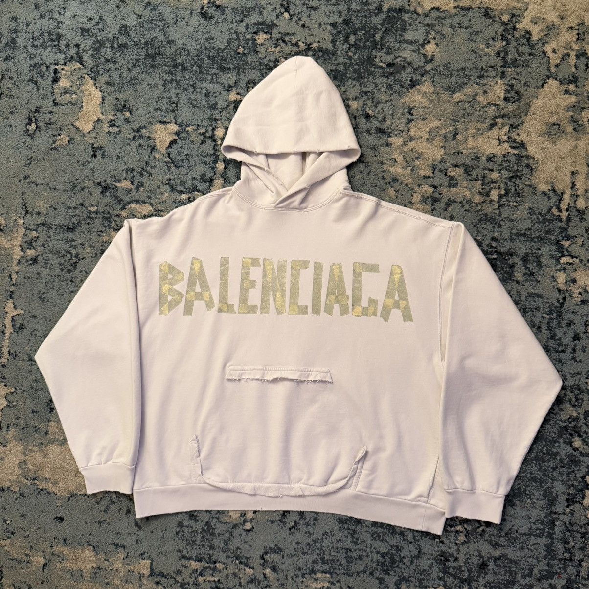 Balenciaga Balenciaga Distressed Tape Hoodie Size Medium Brand New Size US M / EU 48-50 / 2 - 1 Thumbnail