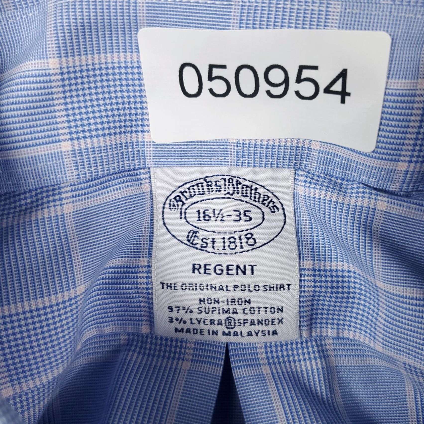 Brooks Brothers Brooks Brothers Shirt Mens 16.5 Blue Plaid Dress Shirt Button-Up Long Sleeve Cotton Non-Iron Mens Size 42R - 6 Thumbnail