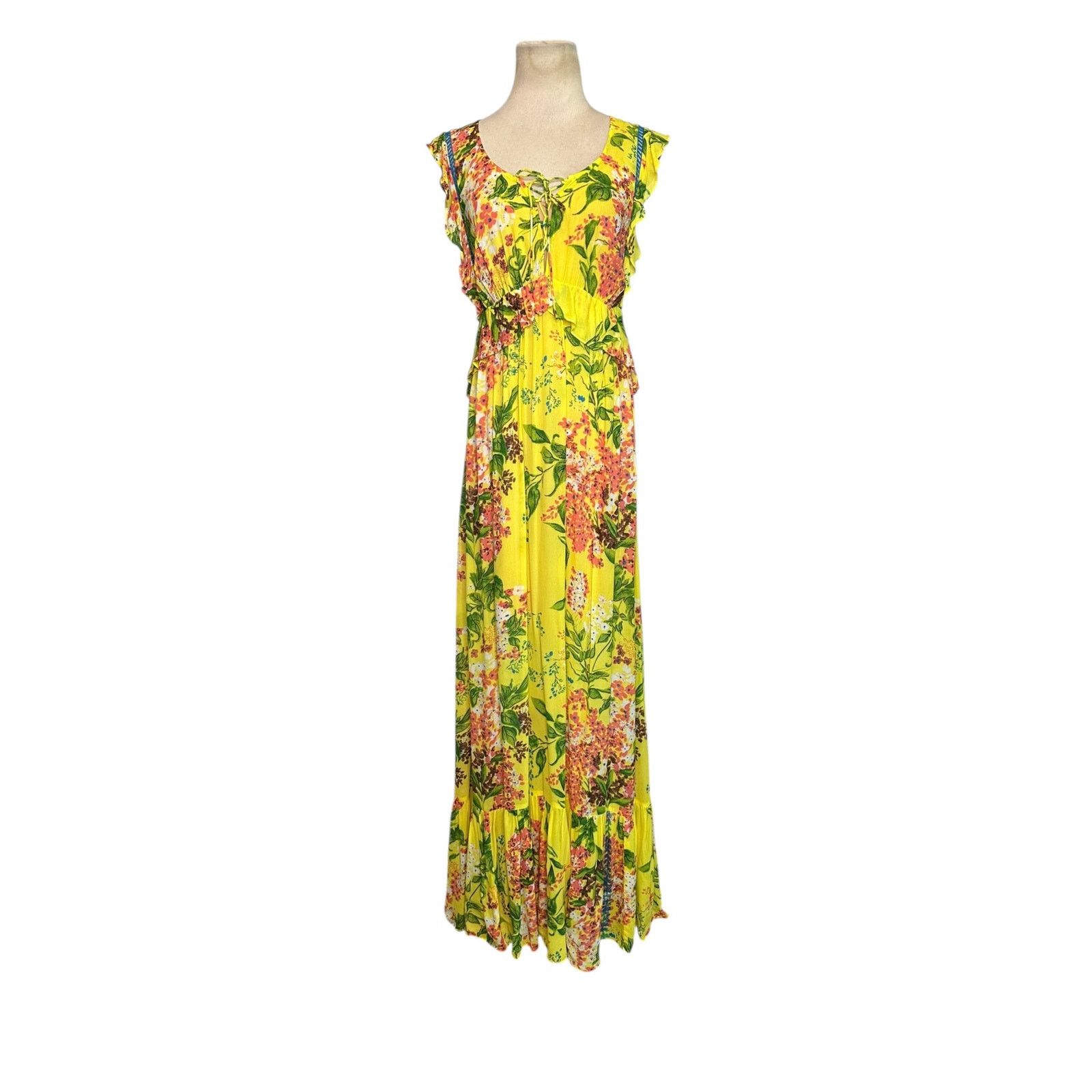 Anthropologie Tracy Reese vibrant yellow floral maxi dress size XS Size XS / US 0-2 / IT 36-38 - 11 Thumbnail