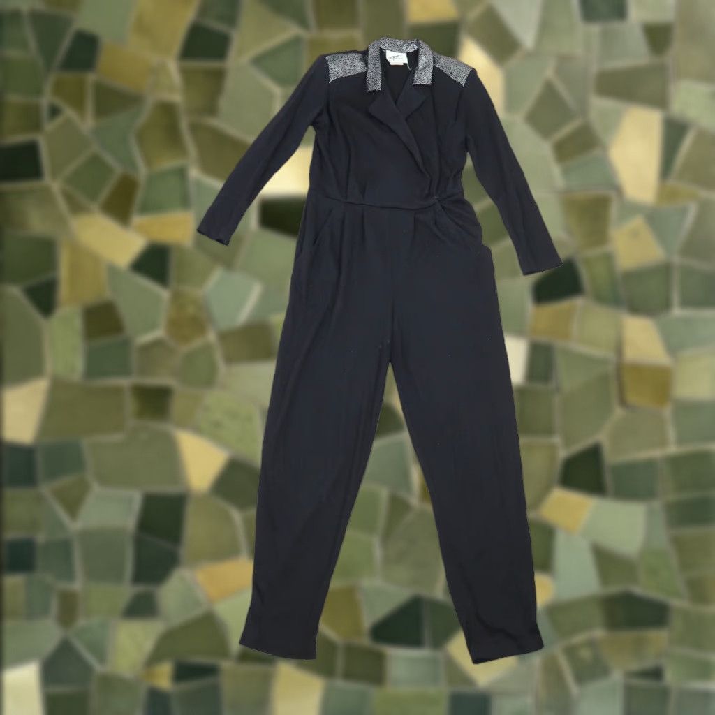 Vintage VINTAGE 80s Mr. Mort black long sleeve knit jumpsuit 8 Size M / US 6-8 / IT 42-44 - 1 Thumbnail