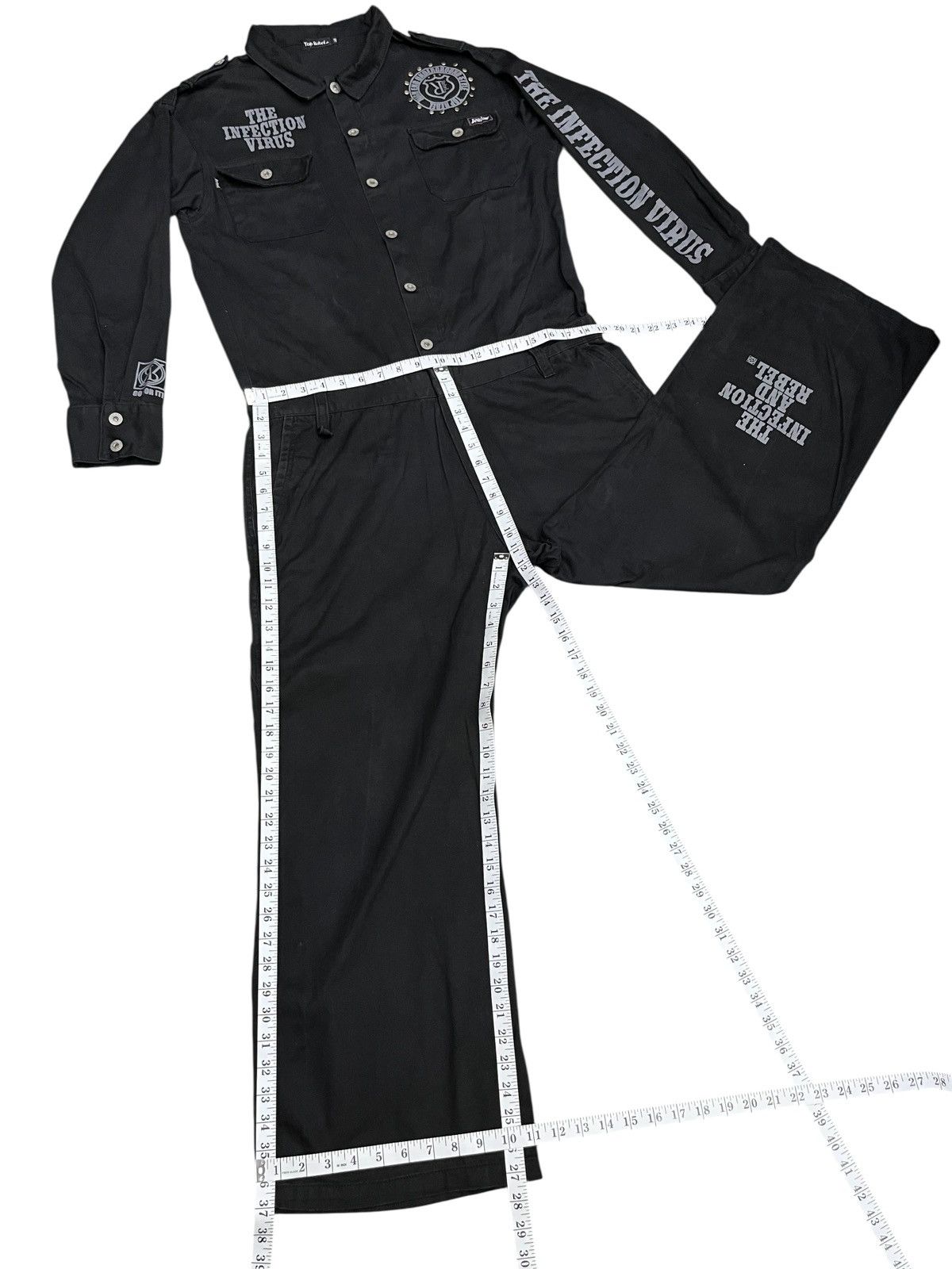Post Overalls Vtg Top Rebel "Infection Virus" Gothic Underground Coverall Size US 32 / EU 48 - 18 Thumbnail