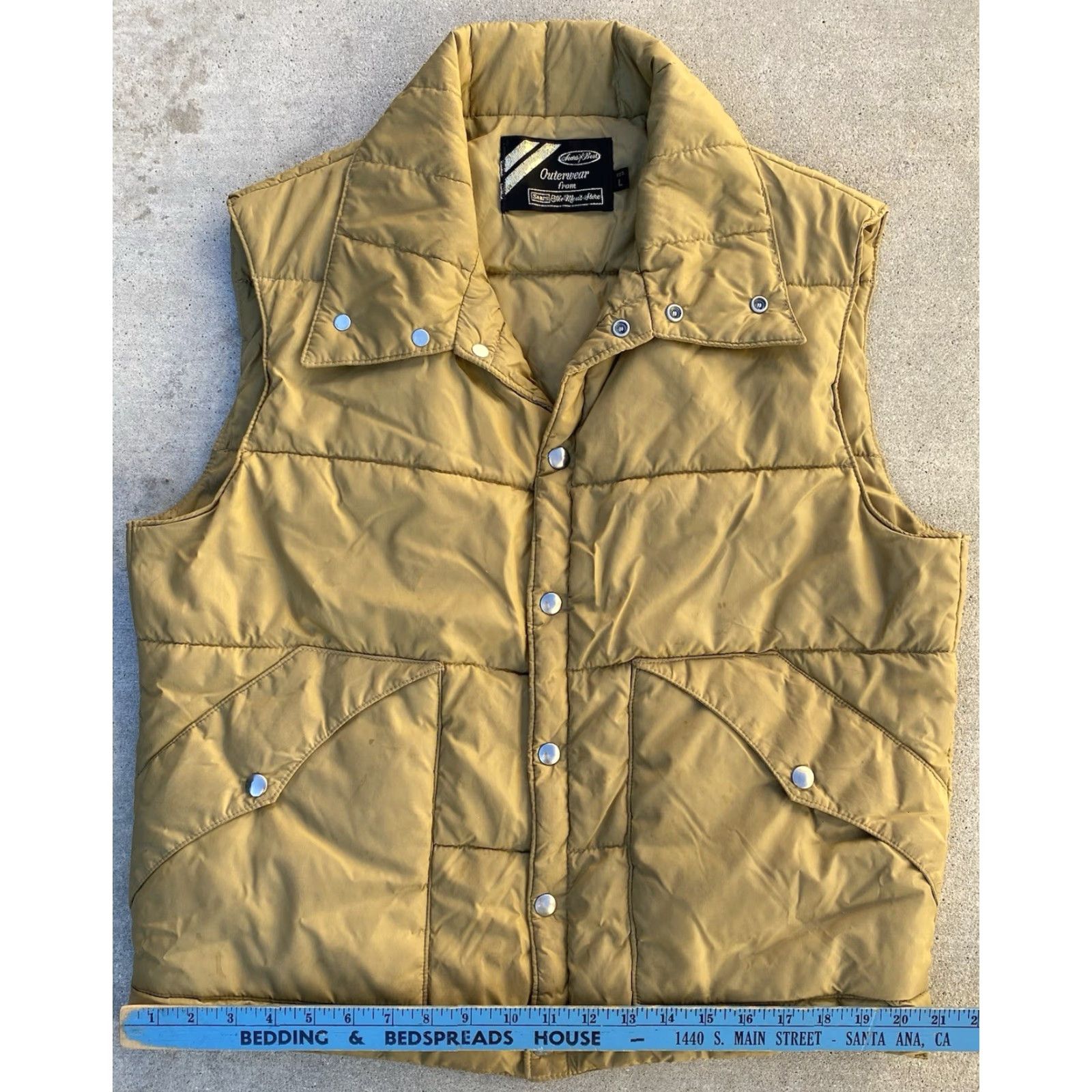 Sears VINTAGE Sears Best Puffer Vest Outdoor Quilted Workwear Beige L Mens 70s Reg Size US L / EU 52-54 / 3 - 7 Thumbnail
