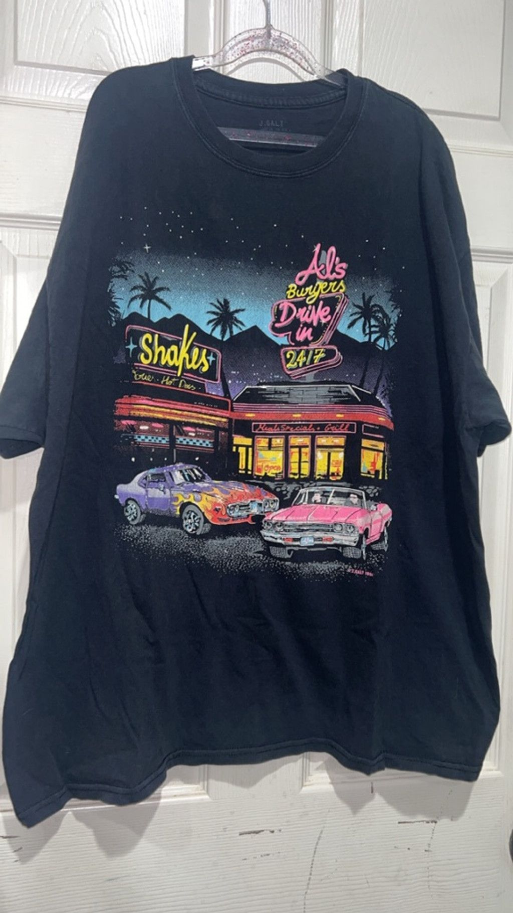 Other Women's J. Galt Short Sleeve Tee M Black Multicolor Graphic Size ONE SIZE - 1 Thumbnail