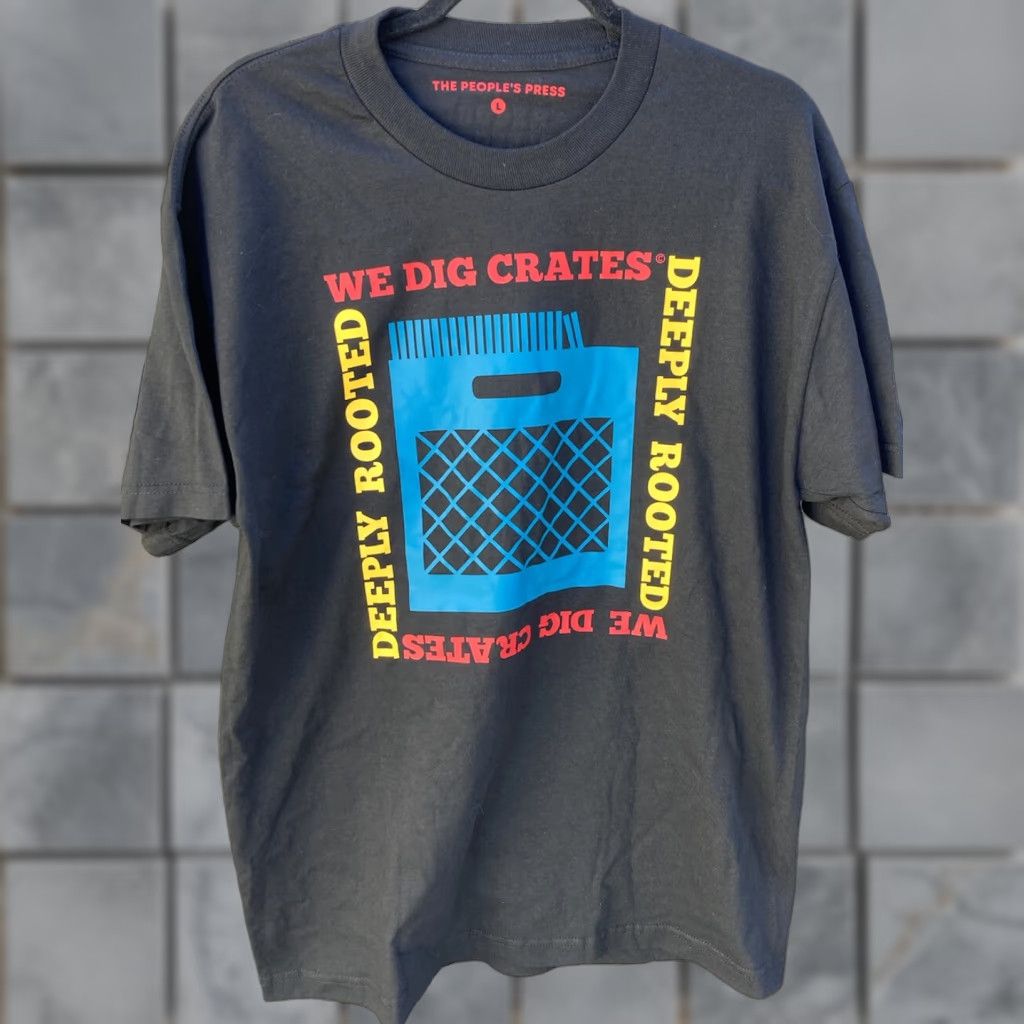 Doublet Men's People's Press Black Vinyl Crate Diggers SS T-Shirt L Double Sided Art Size US L / EU 52-54 / 3 - 1 Thumbnail