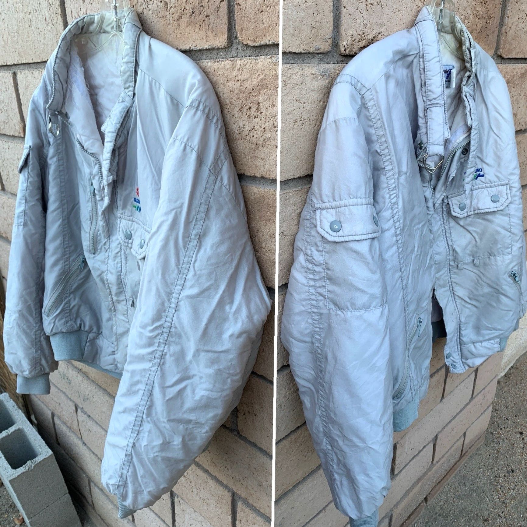 Vintage VINTAGE Swingster Jacket Motorcycle Jacket Mens L Gray Distressed Thrashed Distressed Racing Embroidered Logo Full Zip Notions As-Is Size US L / EU 52-54 / 3 - 2 Thumbnail