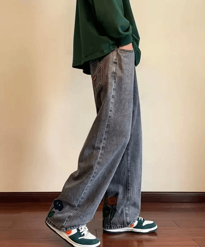 Japanese Brand × Vintage Streetwear Floral Printed Hip hop Jeans Size US 32 / EU 48 - 3 Thumbnail