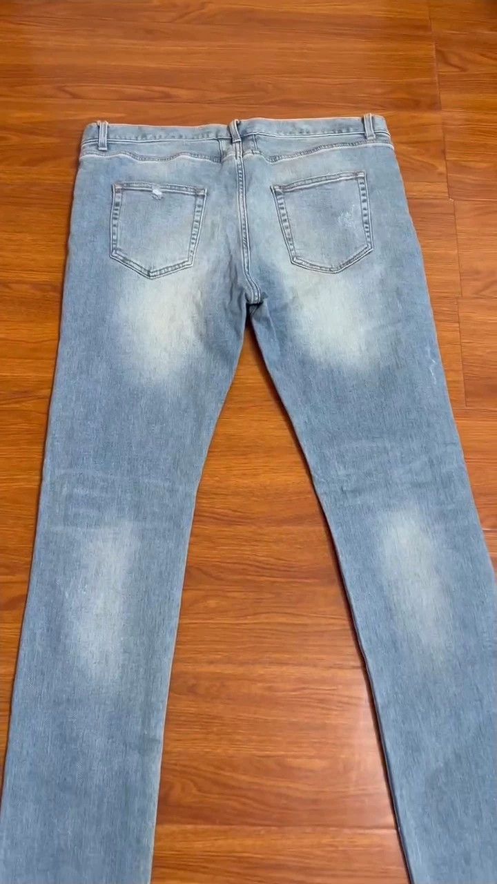 Yves Saint Laurent saint laurentRipped Washed Denim Slim Fit Straight Leg Pant Size US 36 / EU 52 - 1 Thumbnail