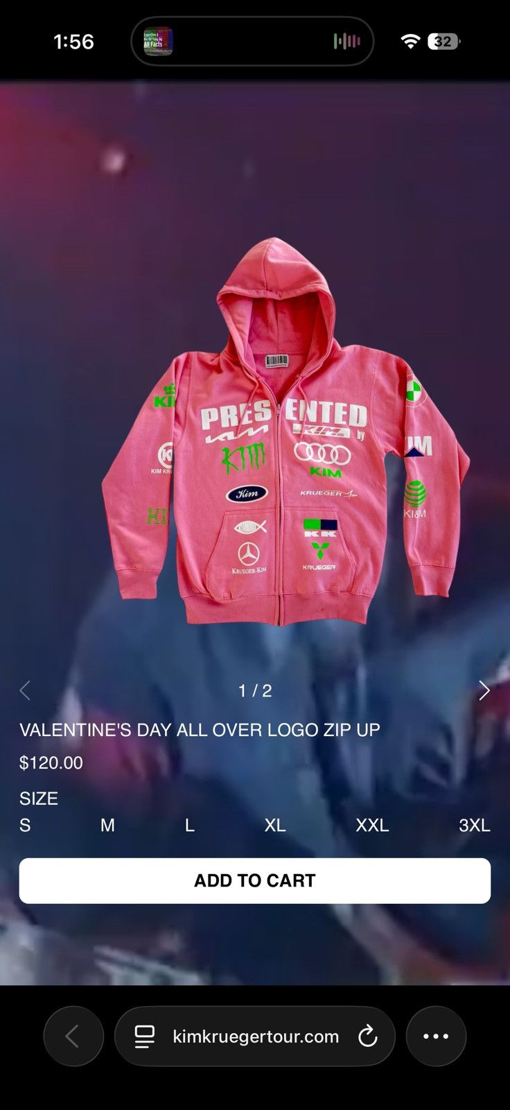 Kim Krueger Kim Krueger Valentines Day Full Zip Logo Hoodie Size Large Size US L / EU 52-54 / 3 - 5 Thumbnail