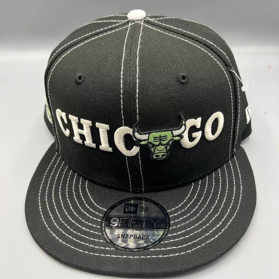 New Era Chicago Bulls Hat Men Black 9Fifty New Era Snap Back Cap New Size ONE SIZE - 3 Thumbnail