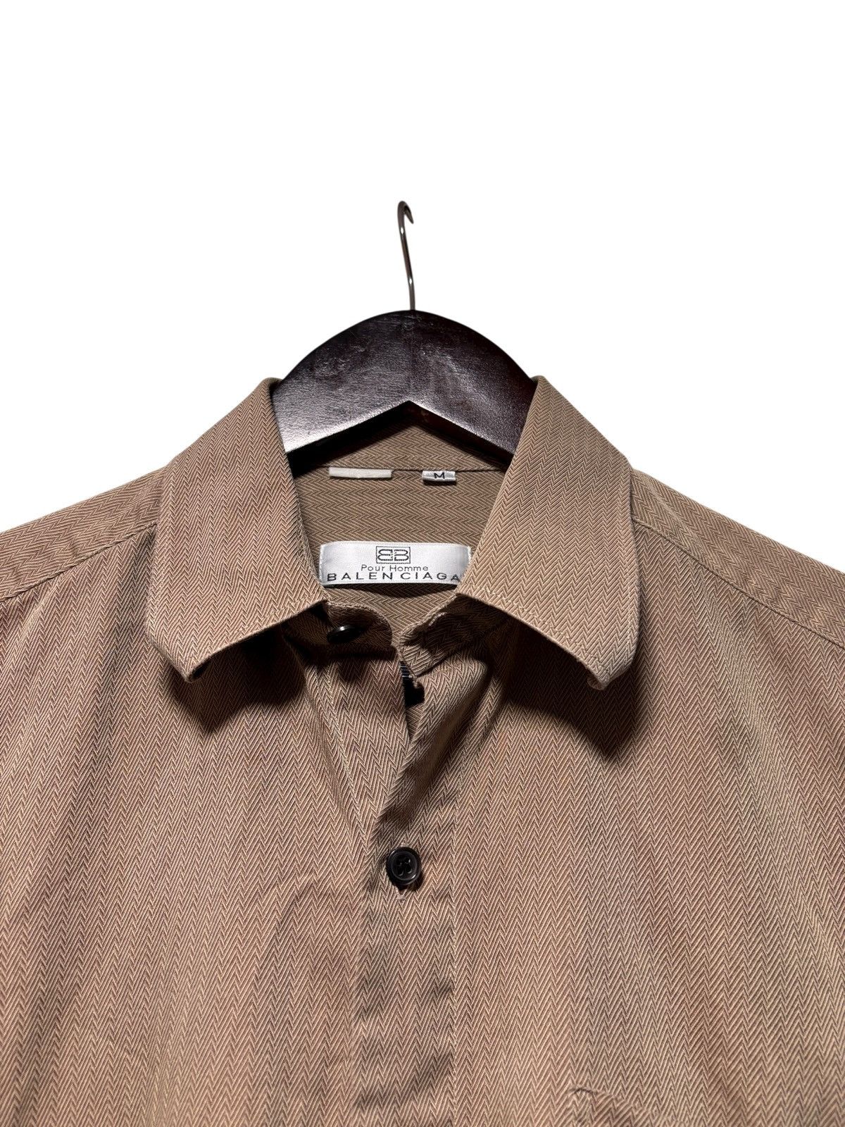 Balenciaga Vintage 90s Balenciaga Khaki Shirt Button Up LS Double B Med Size US M / EU 48-50 / 2 - 5 Thumbnail