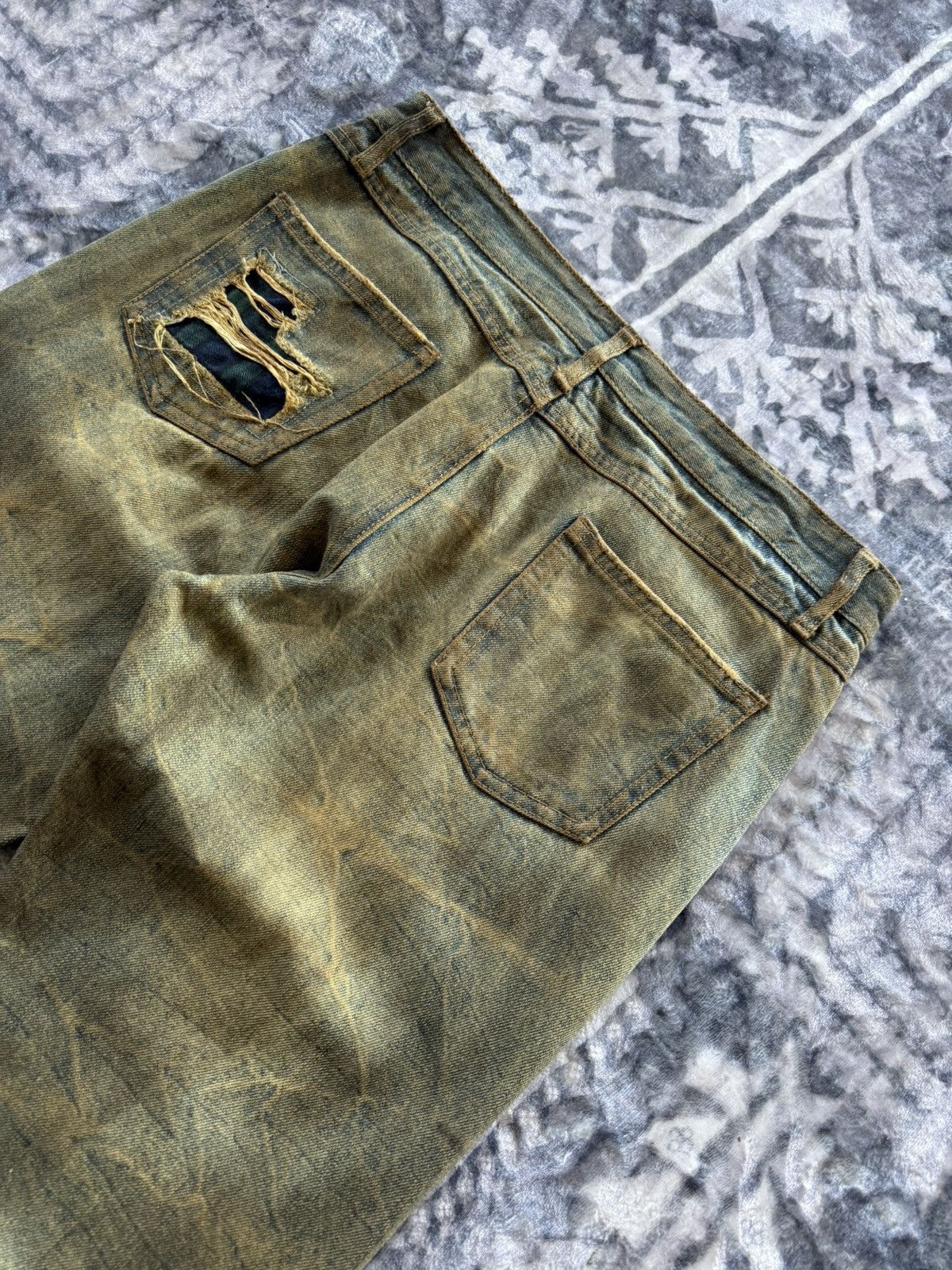 Le Grande Bleu (L.G.B.) 2000s Distressed Mud Wash Check plaid Patched Japanase Jeans Size US 29 - 13 Thumbnail