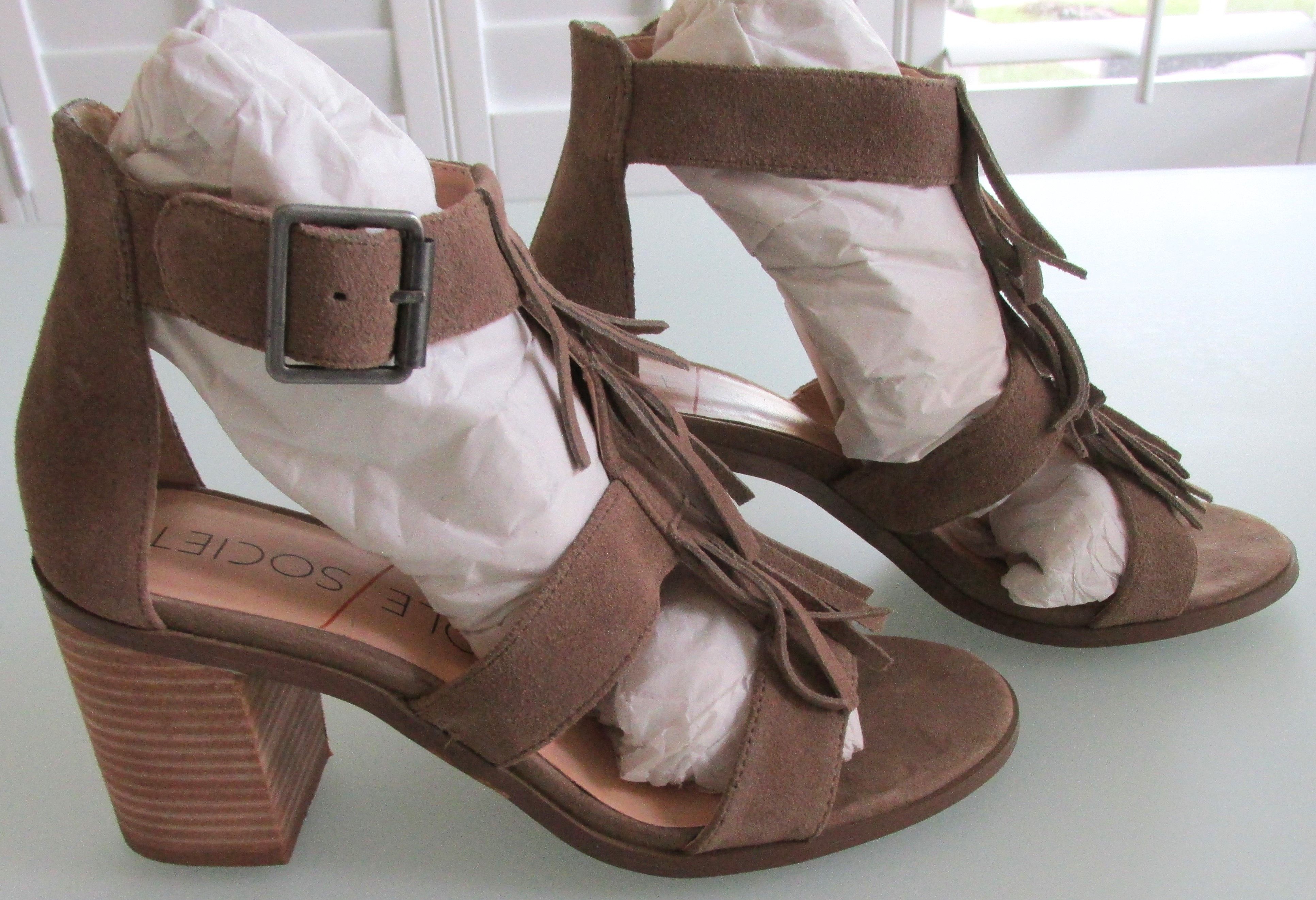 Other Sole Society Suede Open Toe Fringe Heels Size 8M Size US 8 / IT 38 - 3 Thumbnail