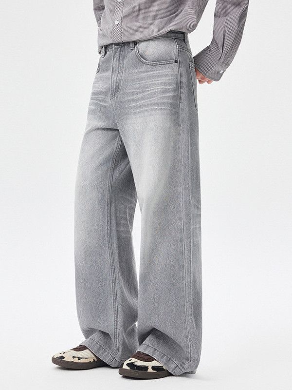 Jean Men's Retro Straight-Leg Loose-Fit Distressed Wide-Leg Jeans Size US 32 / EU 48 - 3 Thumbnail