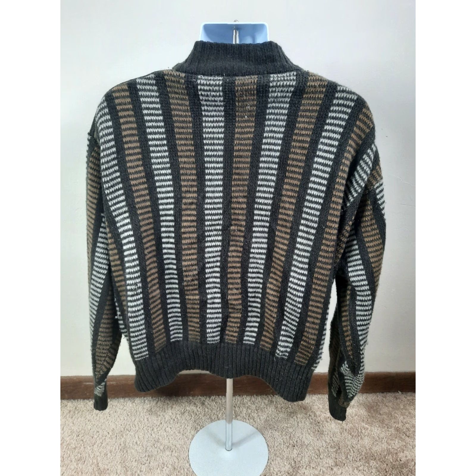 Blair VINTAGE J Blair Striped Knit Cardigan Dad Grandpa Sweater Mens XL Brown Size US XL / EU 56 / 4 - 5 Thumbnail