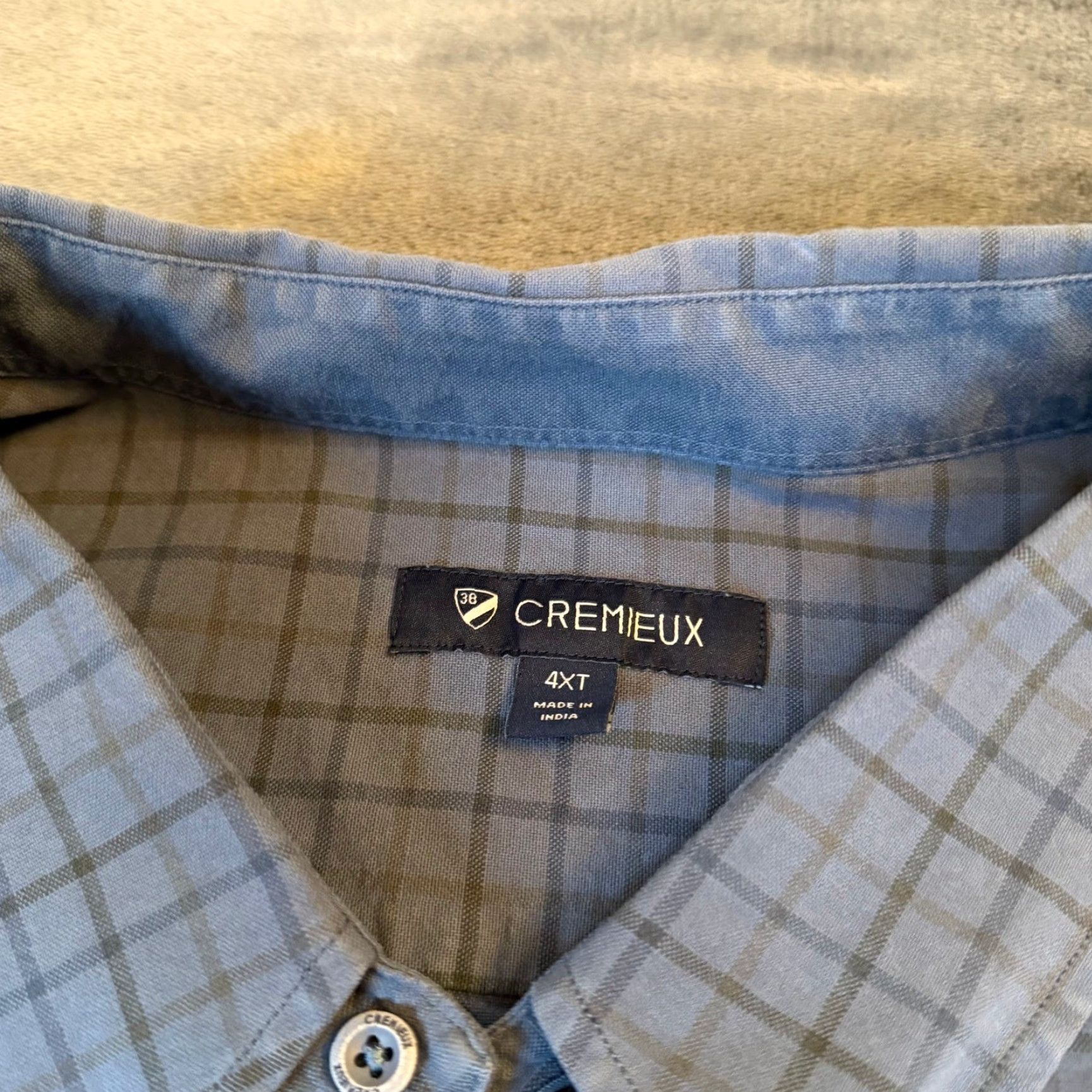 Cremieux Cremieux Blue Grey Grid Button-Down Shirt 100% Cotton Long Sleeve Mens 4XT NWT Size US XXL / EU 58 / 5 - 2 Thumbnail