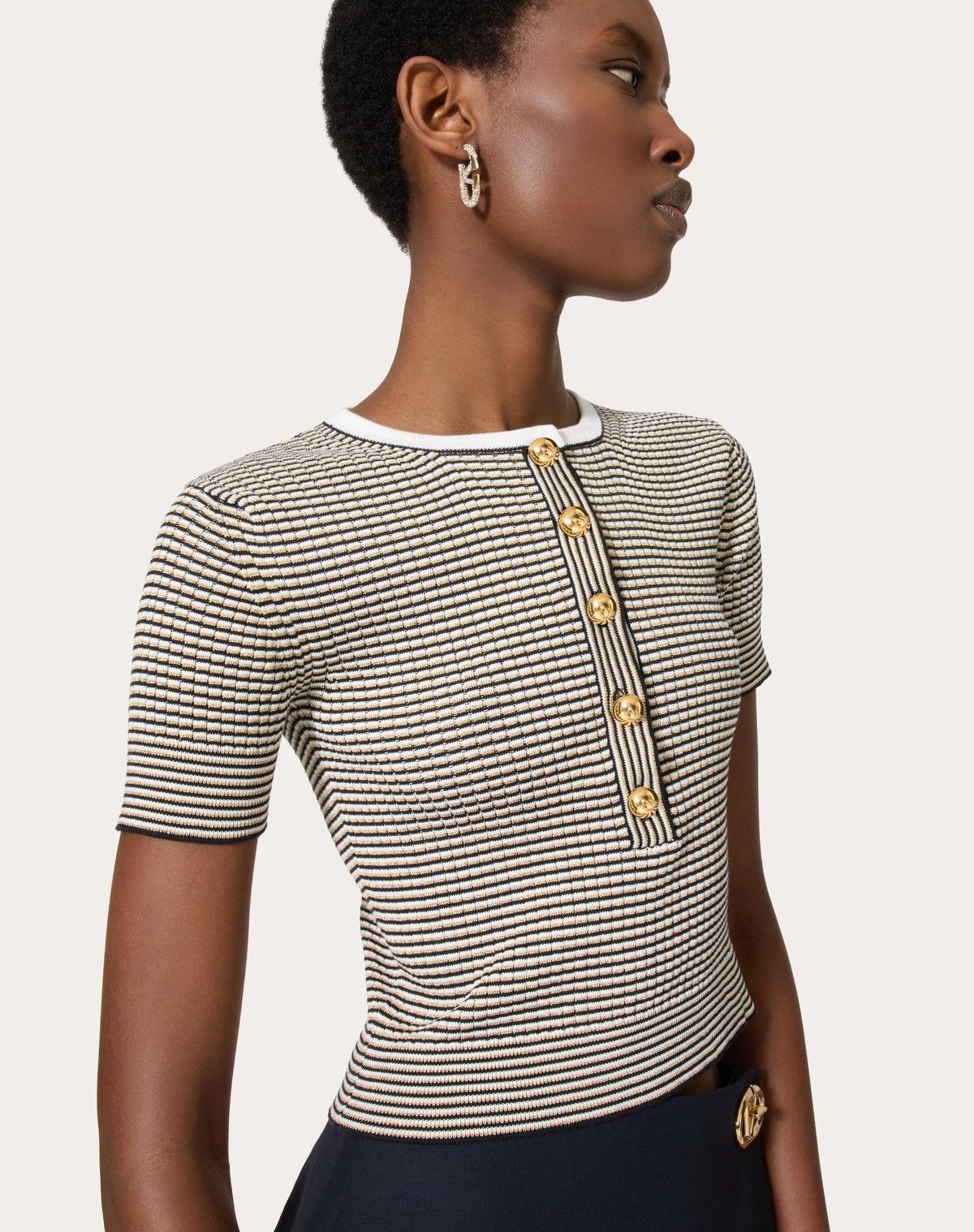 Valentino o1s1wg110525 Cotton And Lurex Jumper in Multicolor Size L / US 10 / IT 46 - 5 Thumbnail