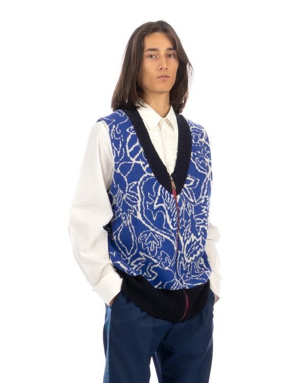 Viktor & Rolf !DS! SS23 Viktor & Rolf Jacquard Spencer Blue Knit Vest Size US M / EU 48-50 / 2 - 6 Thumbnail